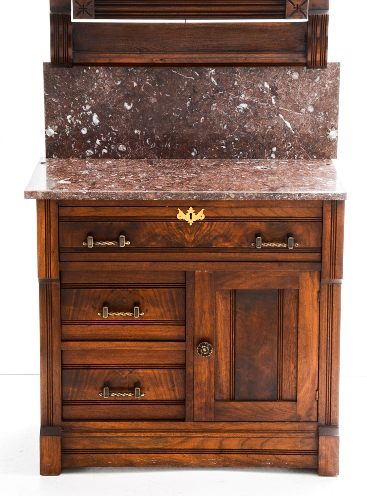 Antique Marble Top Washstand with Mirror