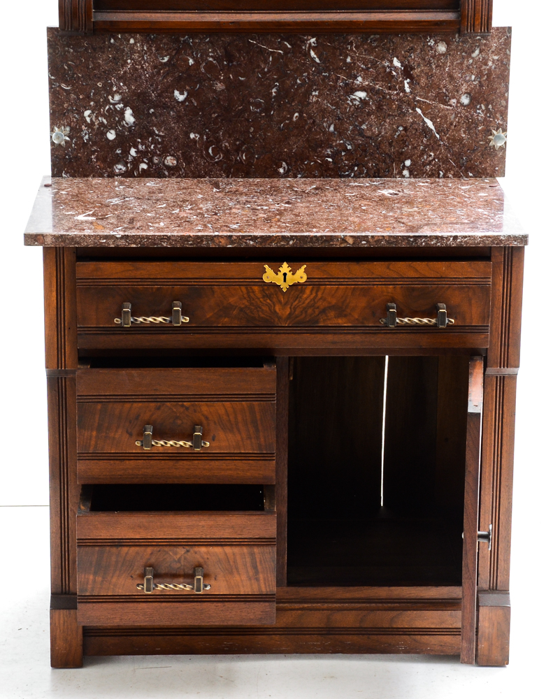 Antique Marble Top Washstand with Mirror