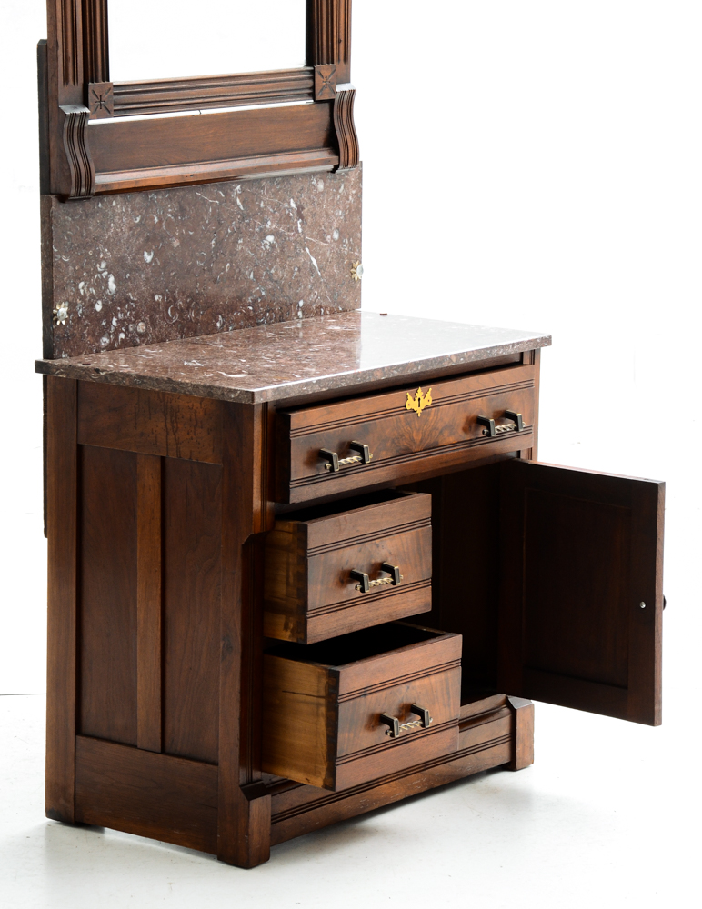 Antique Marble Top Washstand with Mirror