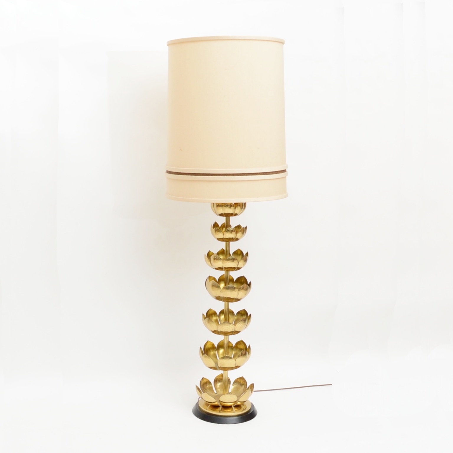 Mid Century Modern Brass Lotus Lamp