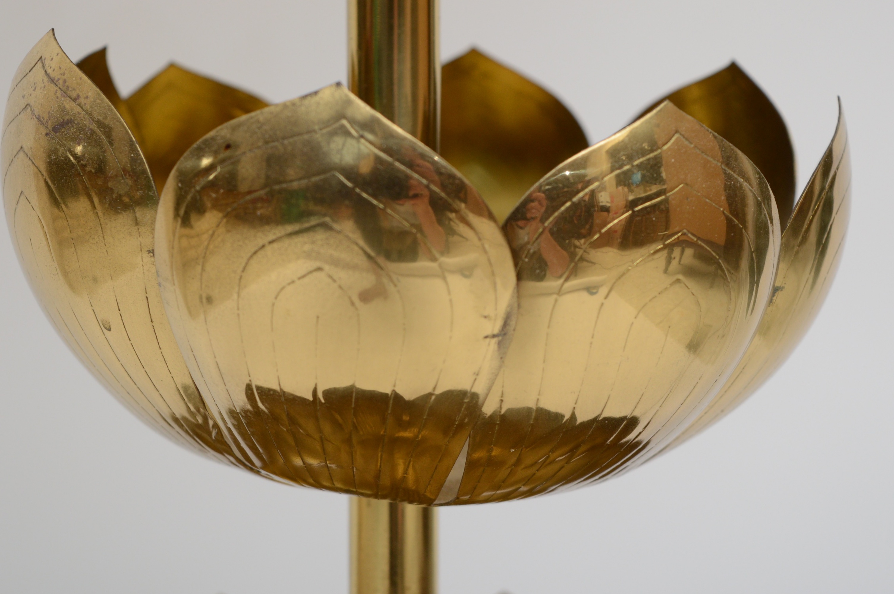 Mid Century Modern Brass Lotus Lamp