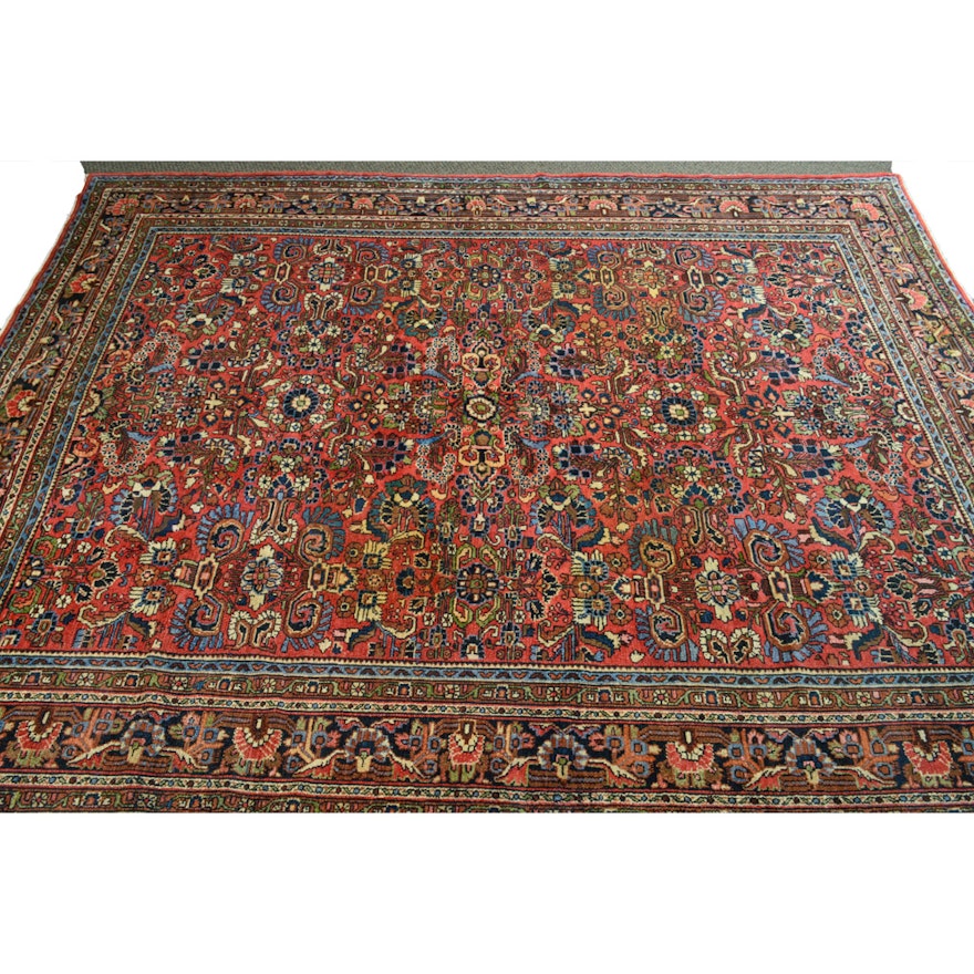 9' x 11' Antique Hand-Knotted Persian Bibikabad Room Size Area Rug