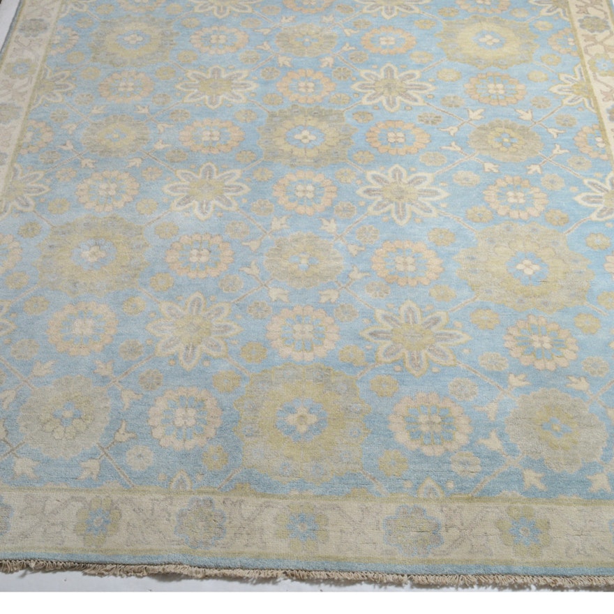 8' x 10' Fine Hand-Knotted Indo-Turkish Oushak Rug