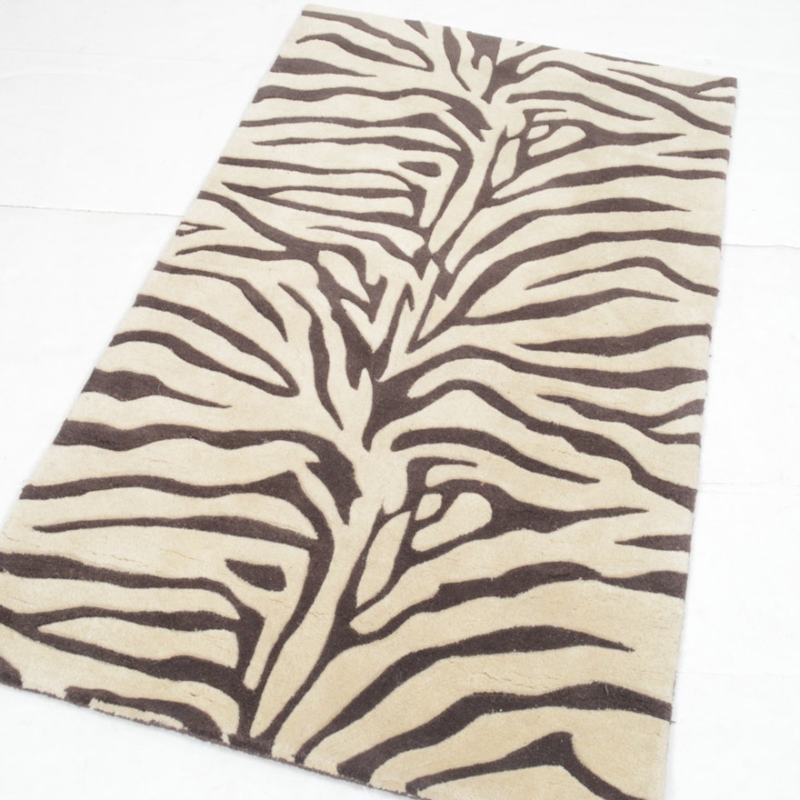 3' x 5' Hand-Tufted Mid Century Zebra Print Rug