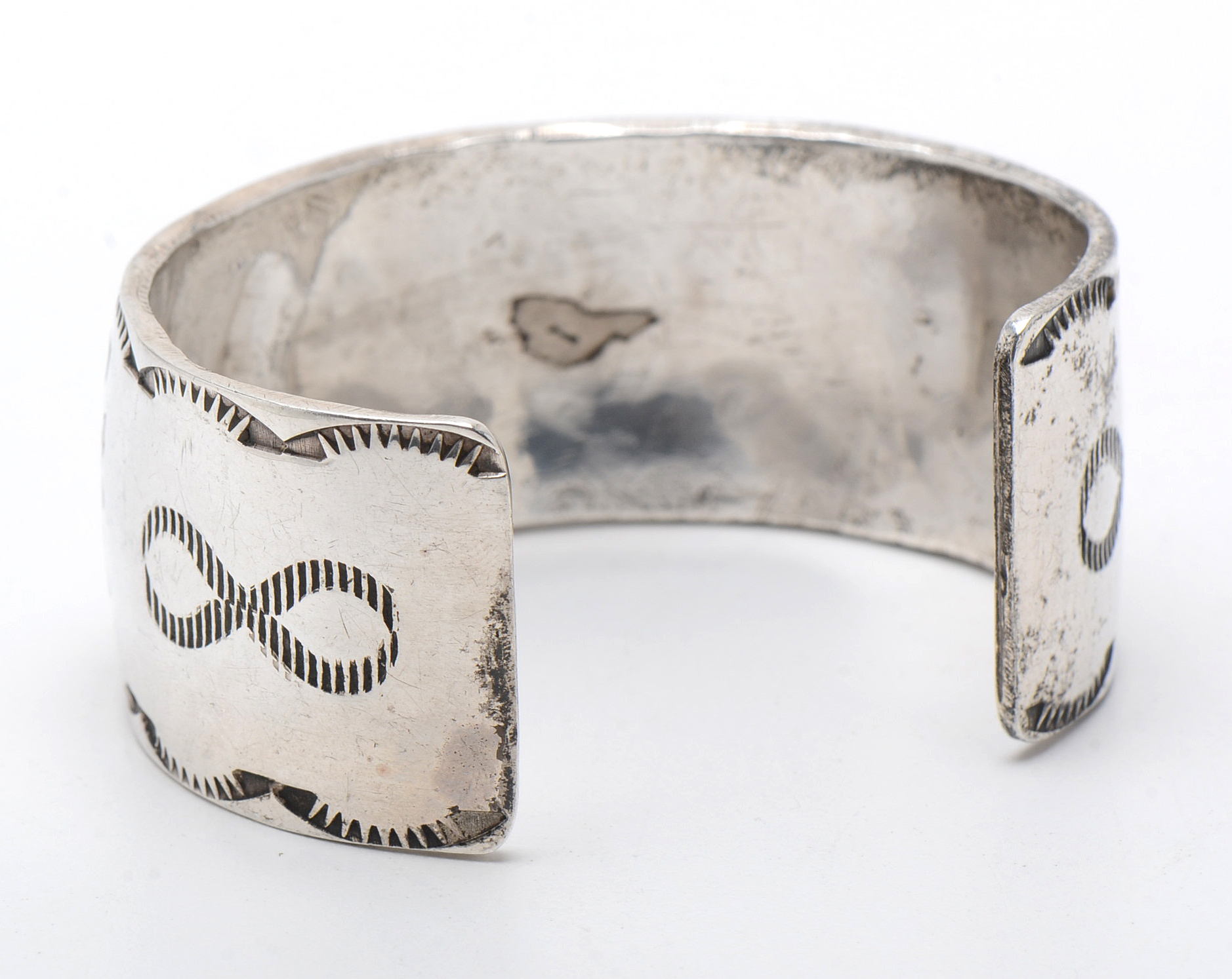 Vintage Navajo Benson Boyd Sterling Silver Inlay Cuff