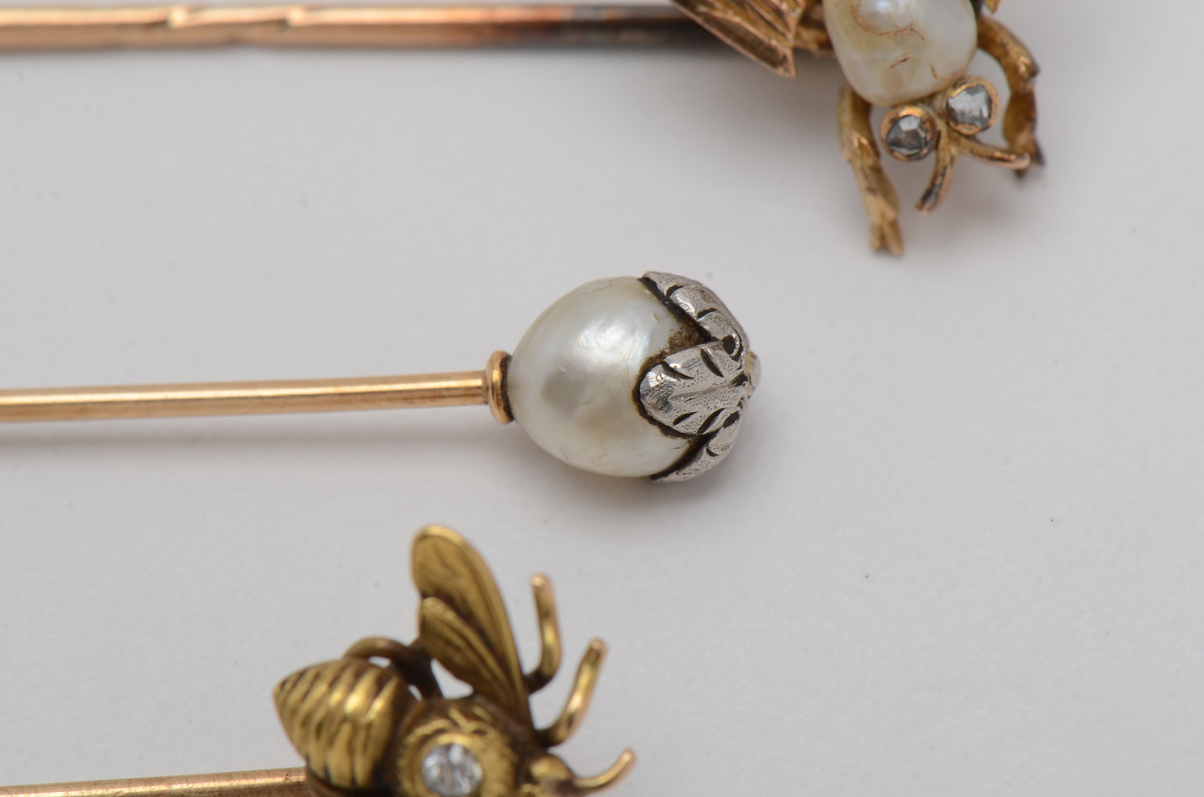 Three 14K Yellow Gold Vintage Stick Pins