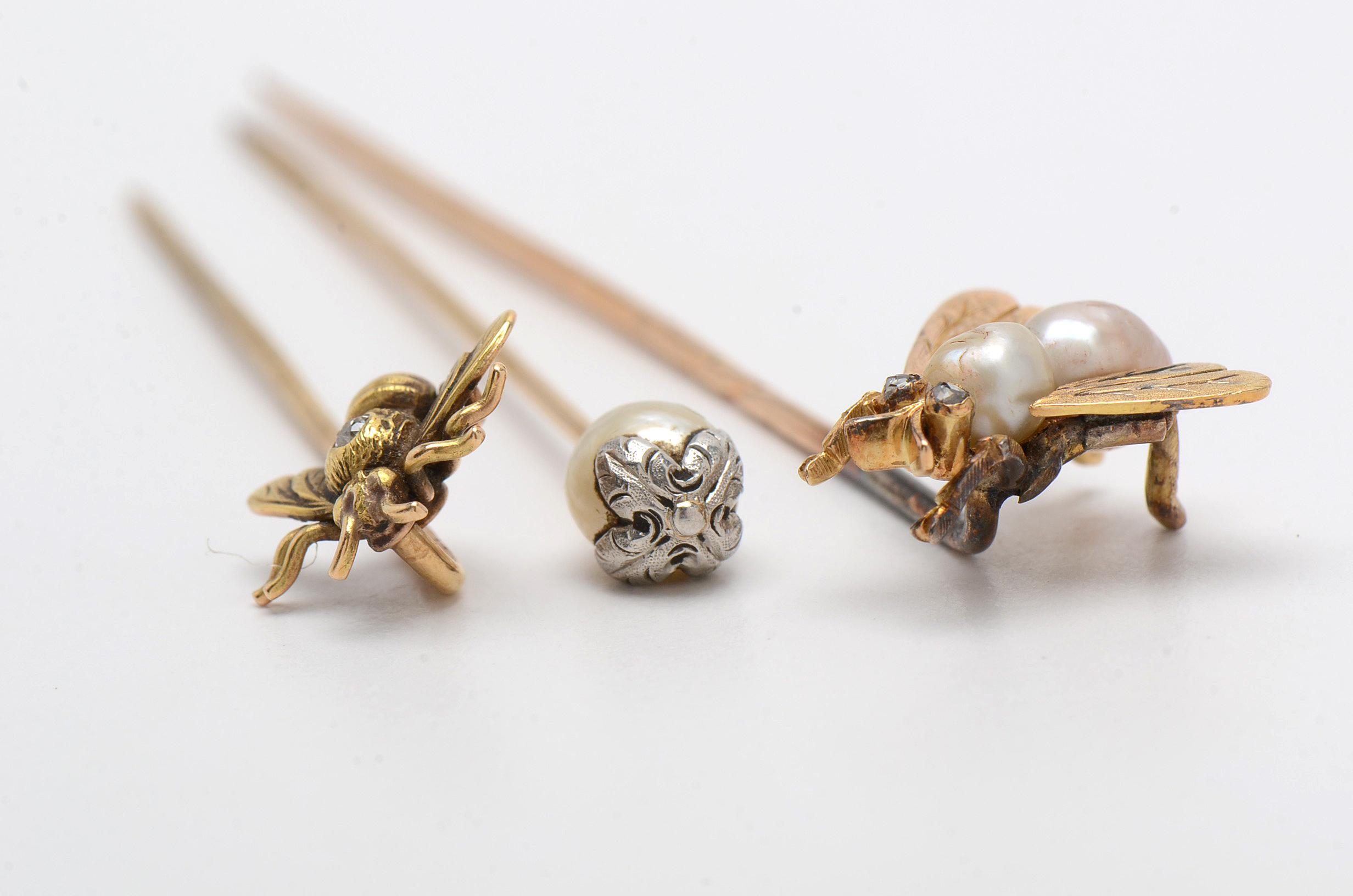 Three 14K Yellow Gold Vintage Stick Pins