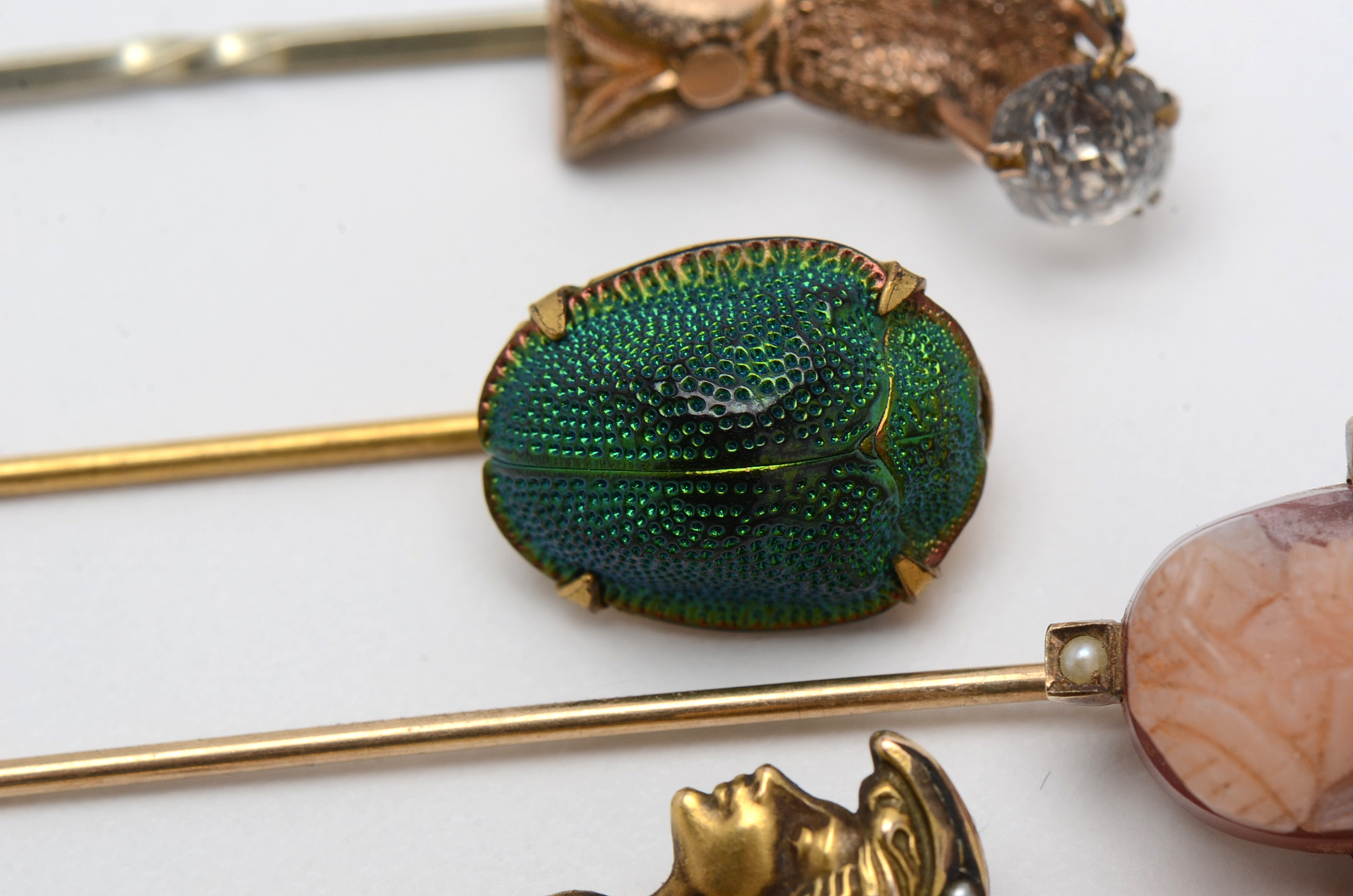 Assortment of Vintage and Antique Stick Pins Including 14K Gold