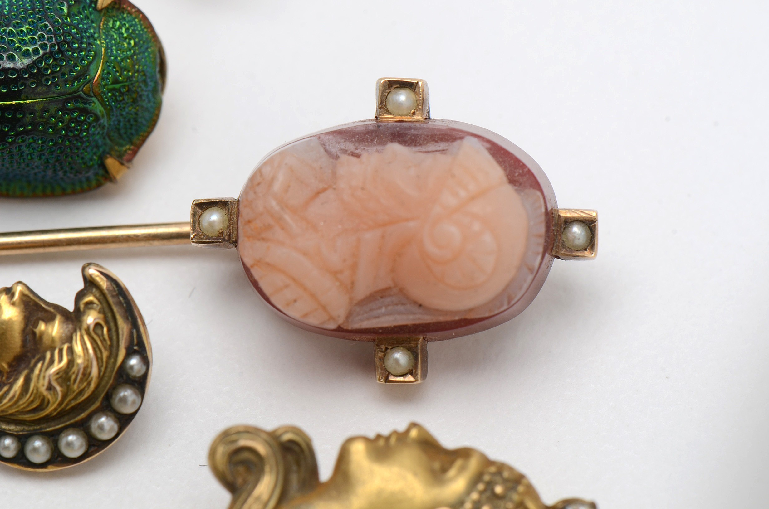 Assortment of Vintage and Antique Stick Pins Including 14K Gold