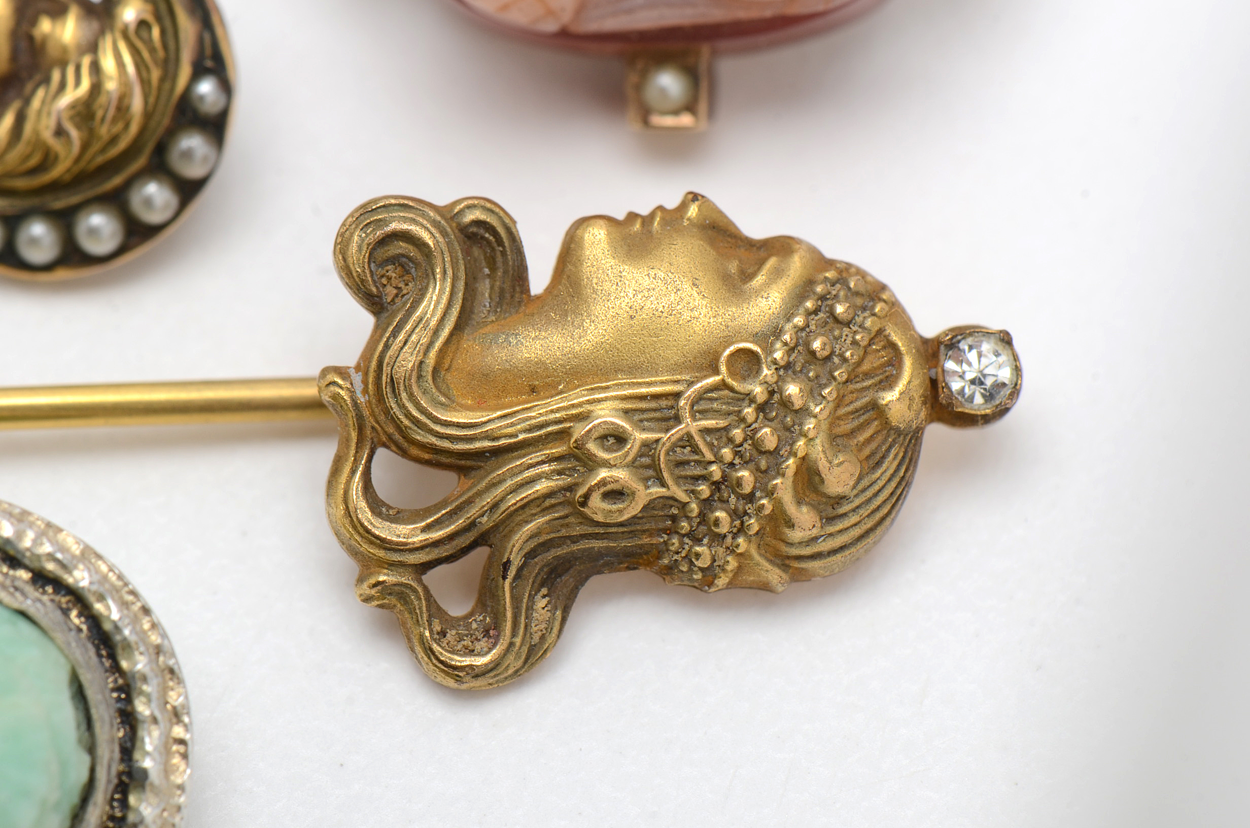 Assortment of Vintage and Antique Stick Pins Including 14K Gold