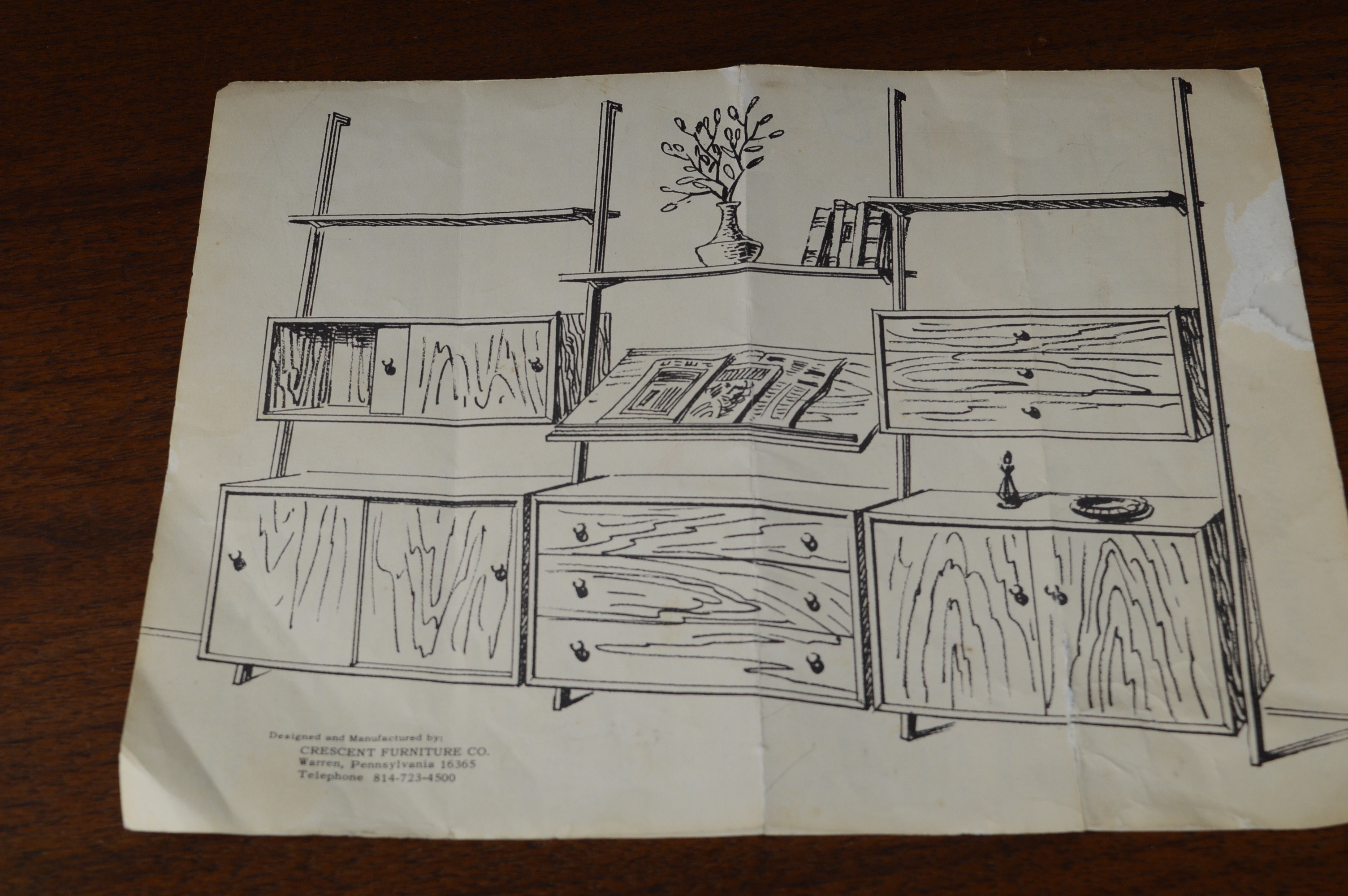 Danish Modern Modular Ladder Style Wall Unit by Crescent Furniture