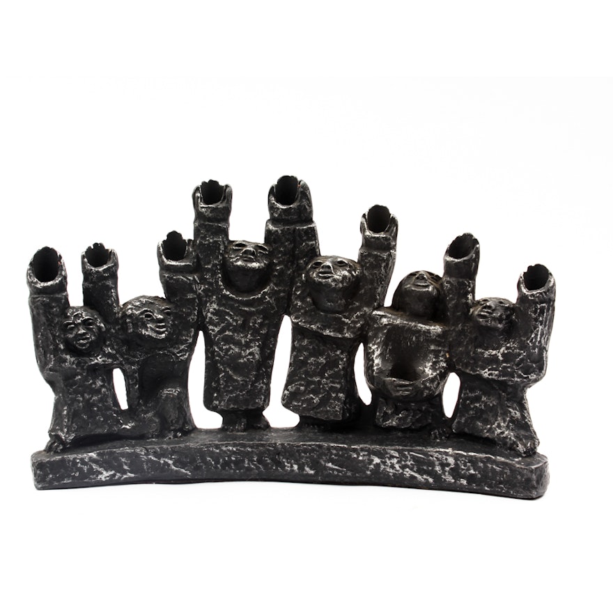 Cast Metal Figural Menorah