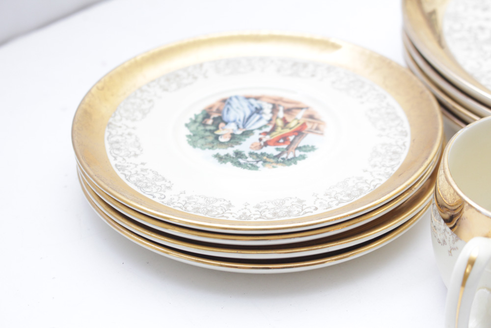 Vintage 22K Gold-Crested Tableware by Sabin