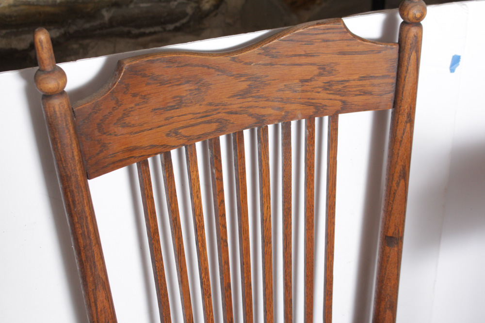 Three Vintage Oak Spindle Back Chairs