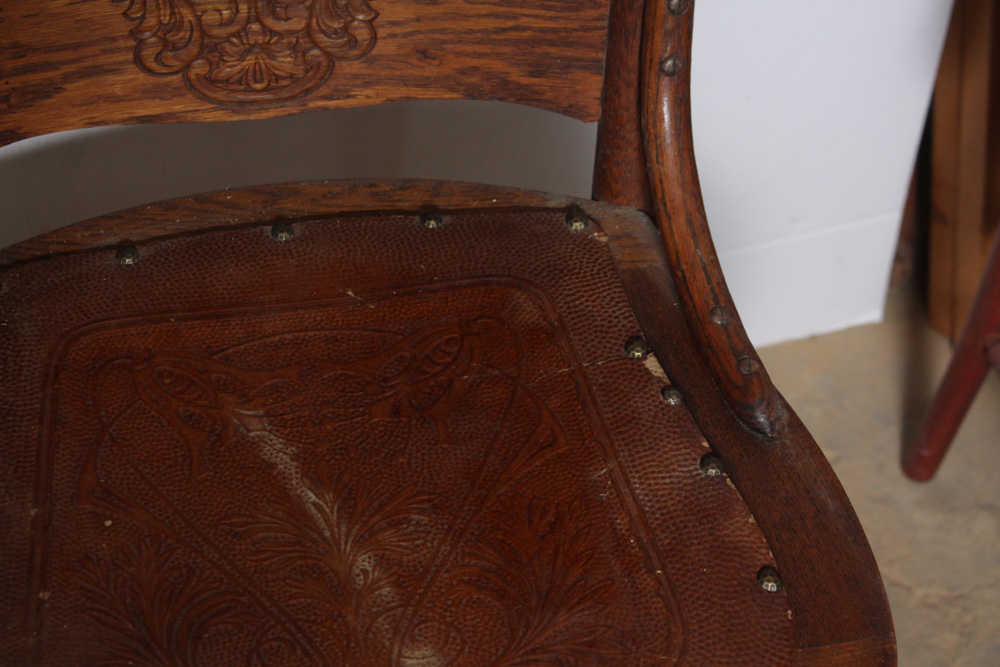 Three Vintage Oak Spindle Back Chairs