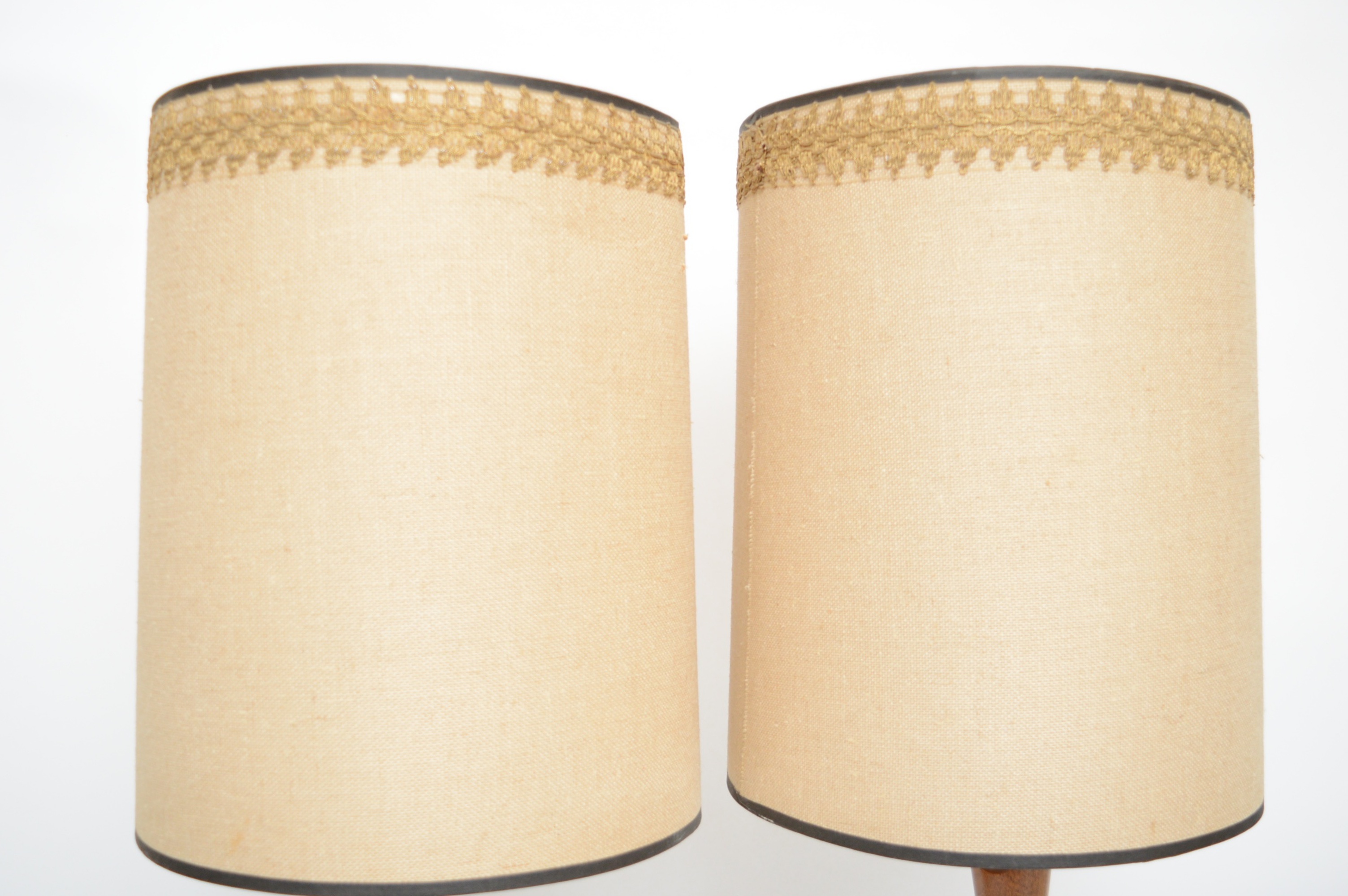 Pair of Teak and Walnut Mid Century Modern Buffet Lamps