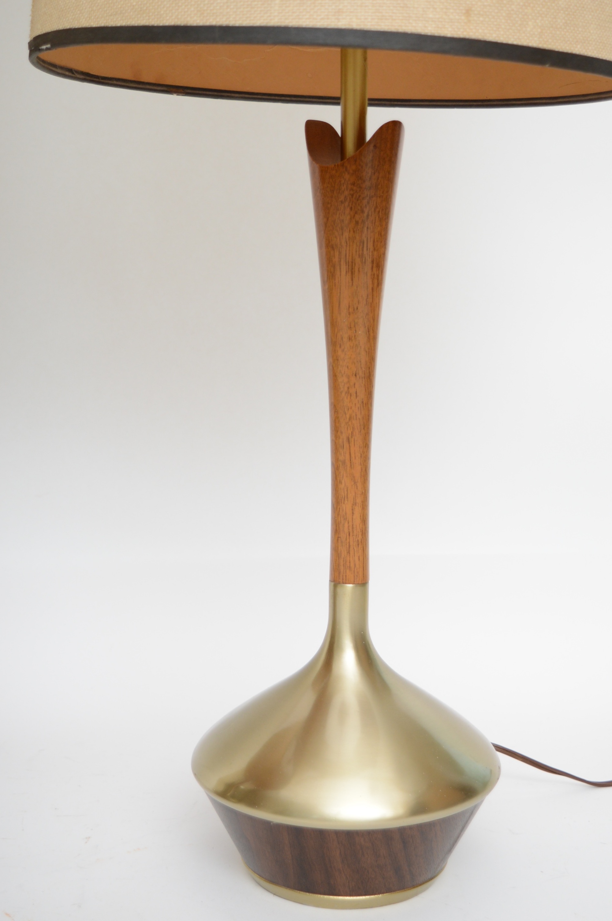 Pair of Teak and Walnut Mid Century Modern Buffet Lamps