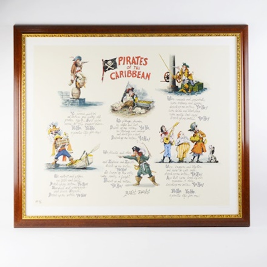 Offset Lithograph of Walt Disney's "Pirates of the Caribbean" After Marc Davis