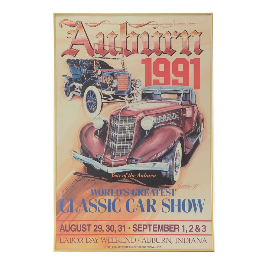 Offset Lithograph Poster for Auburn Car Show 1991