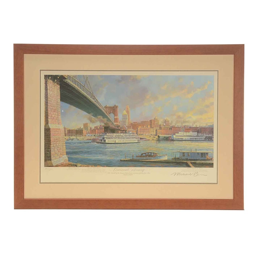 Michael Blaser Signed Offset Lithograph 'Cincinnati Morning'