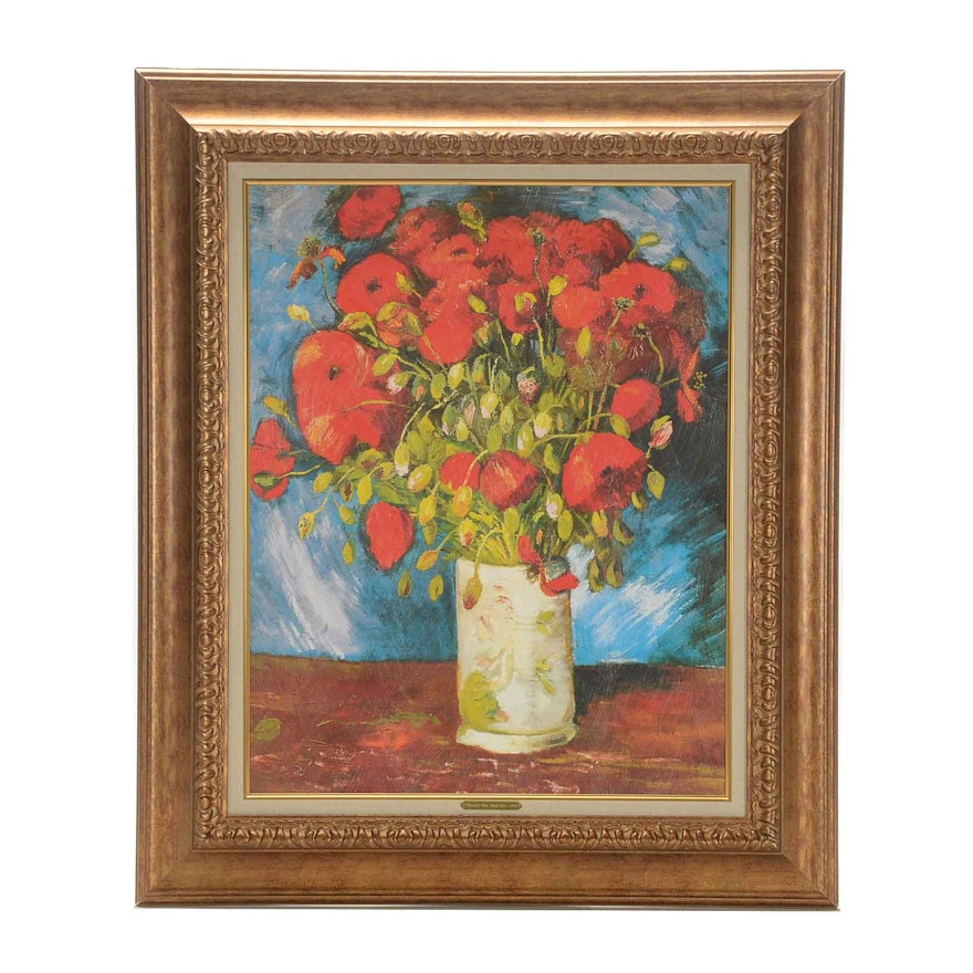 Van Gogh Offset Lithograph Print after 'Vase with Red Poppies'