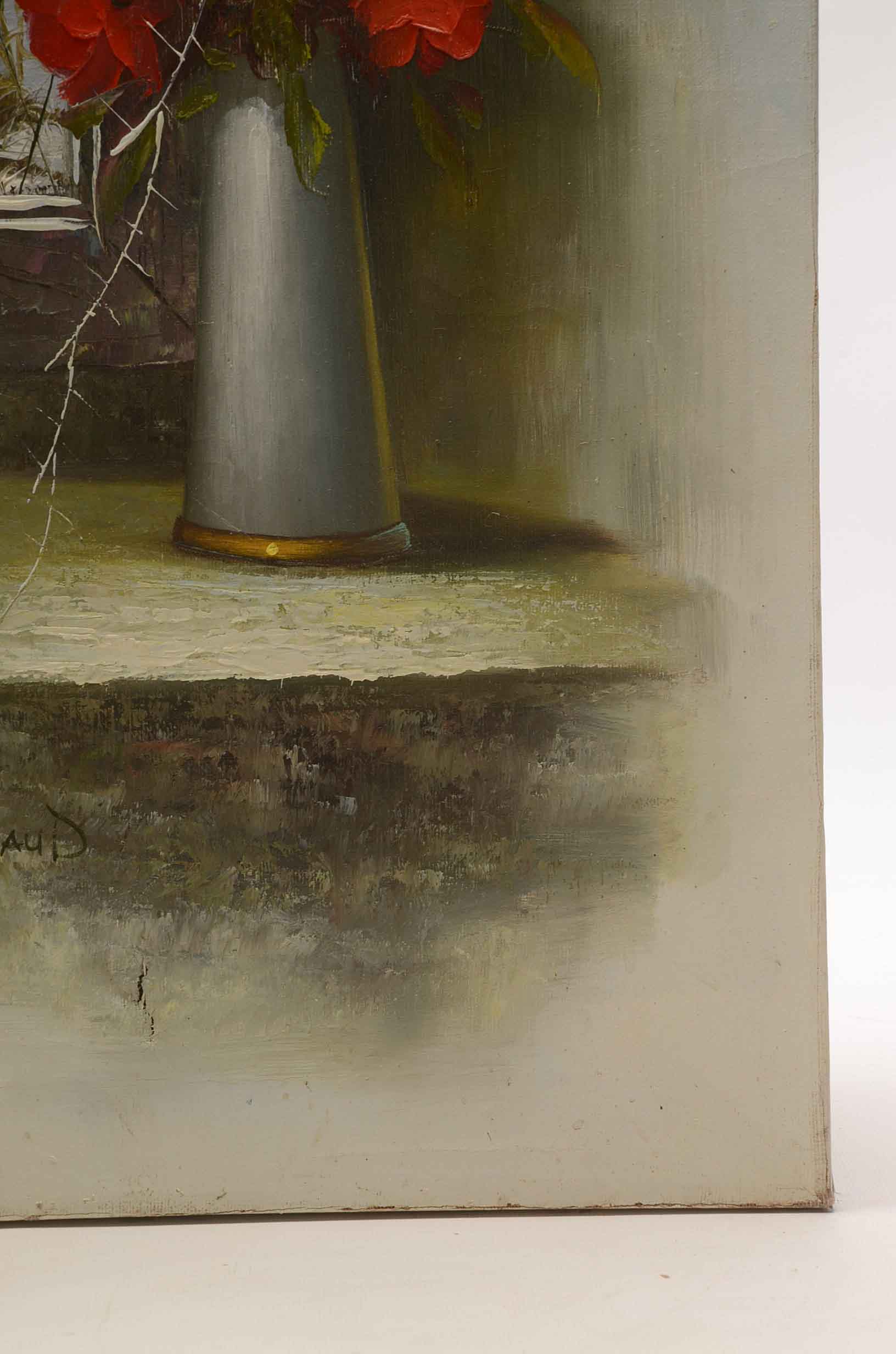 J. Brissaud Signed Oil Painting of a Still Life with Roses