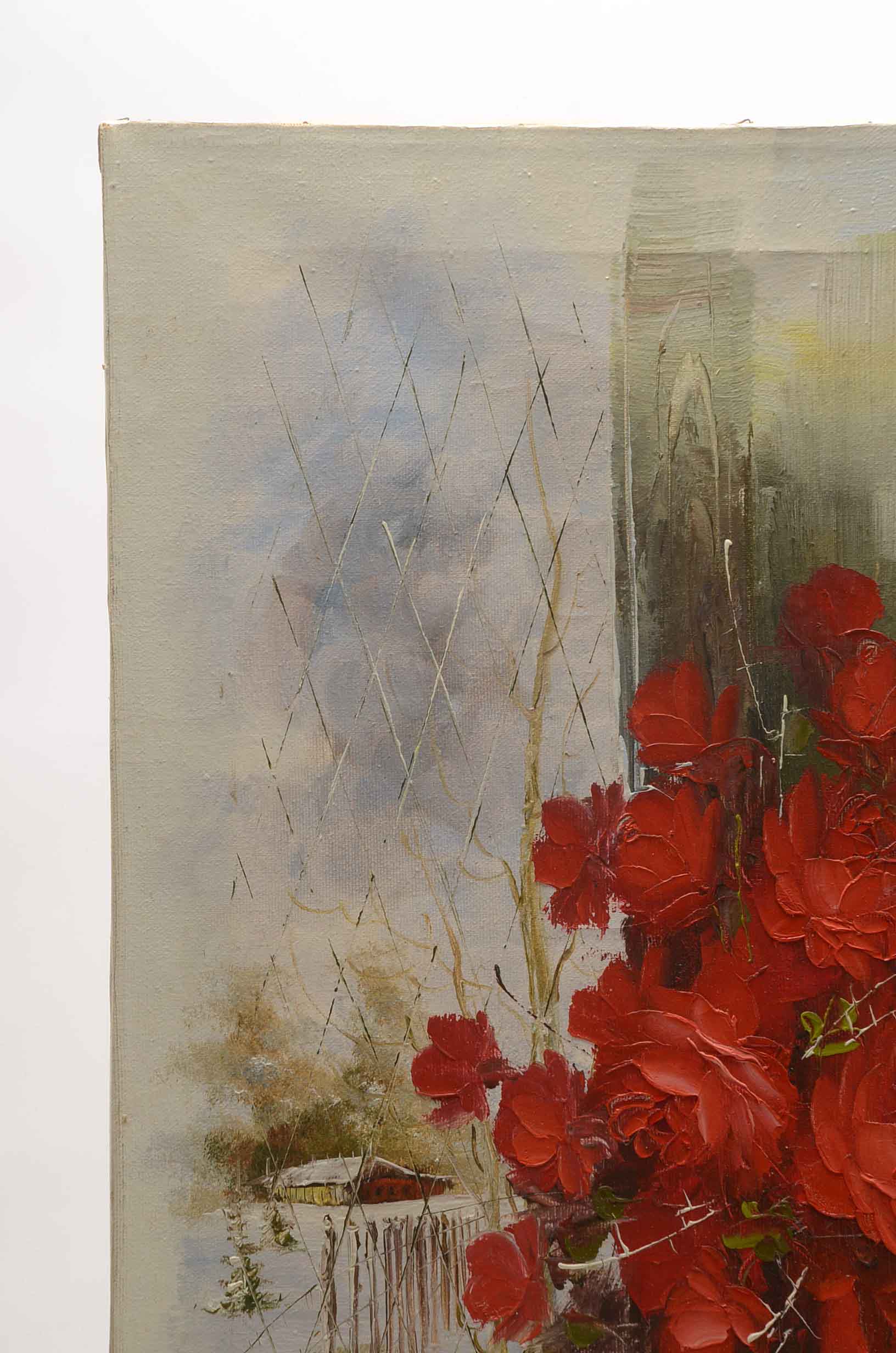 J. Brissaud Signed Oil Painting of a Still Life with Roses