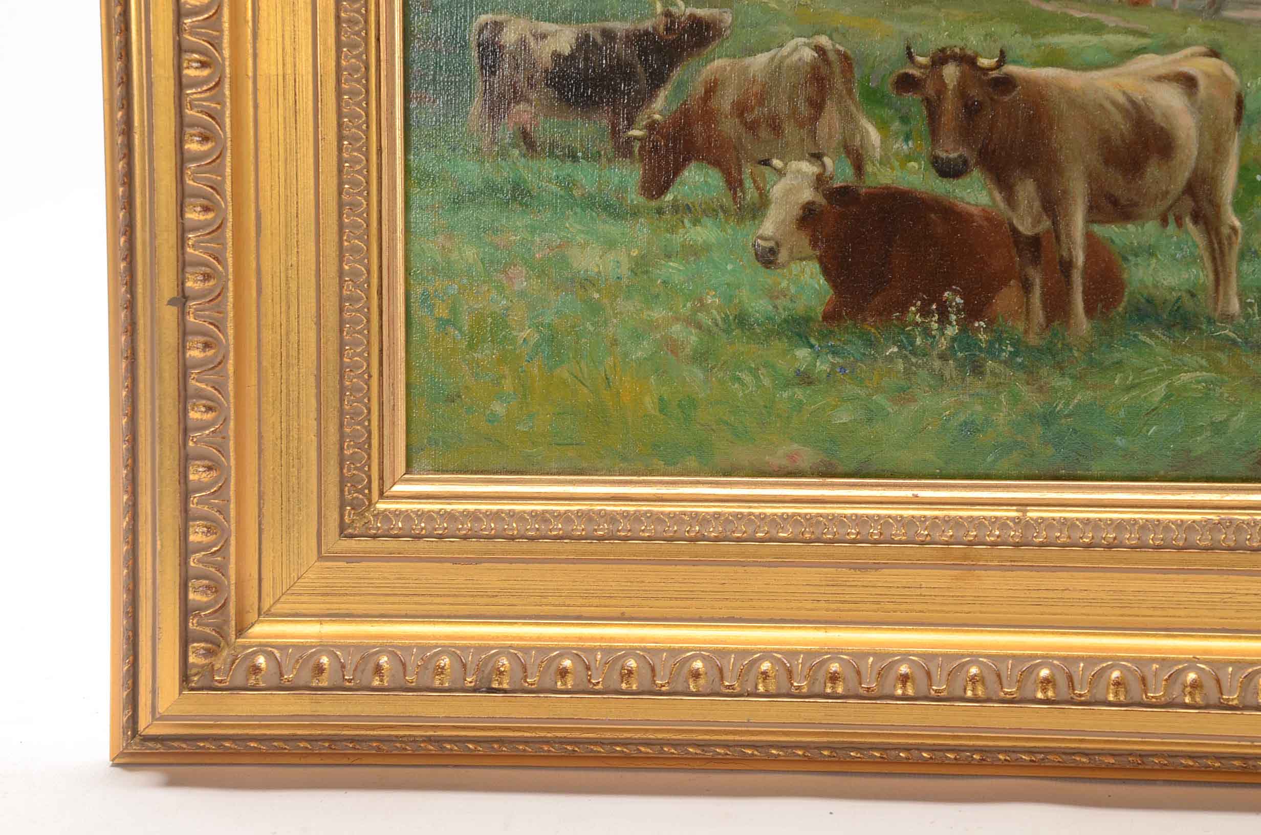 Charles Alfred Meurer Signed Oil Painting of a Bucolic Landscape