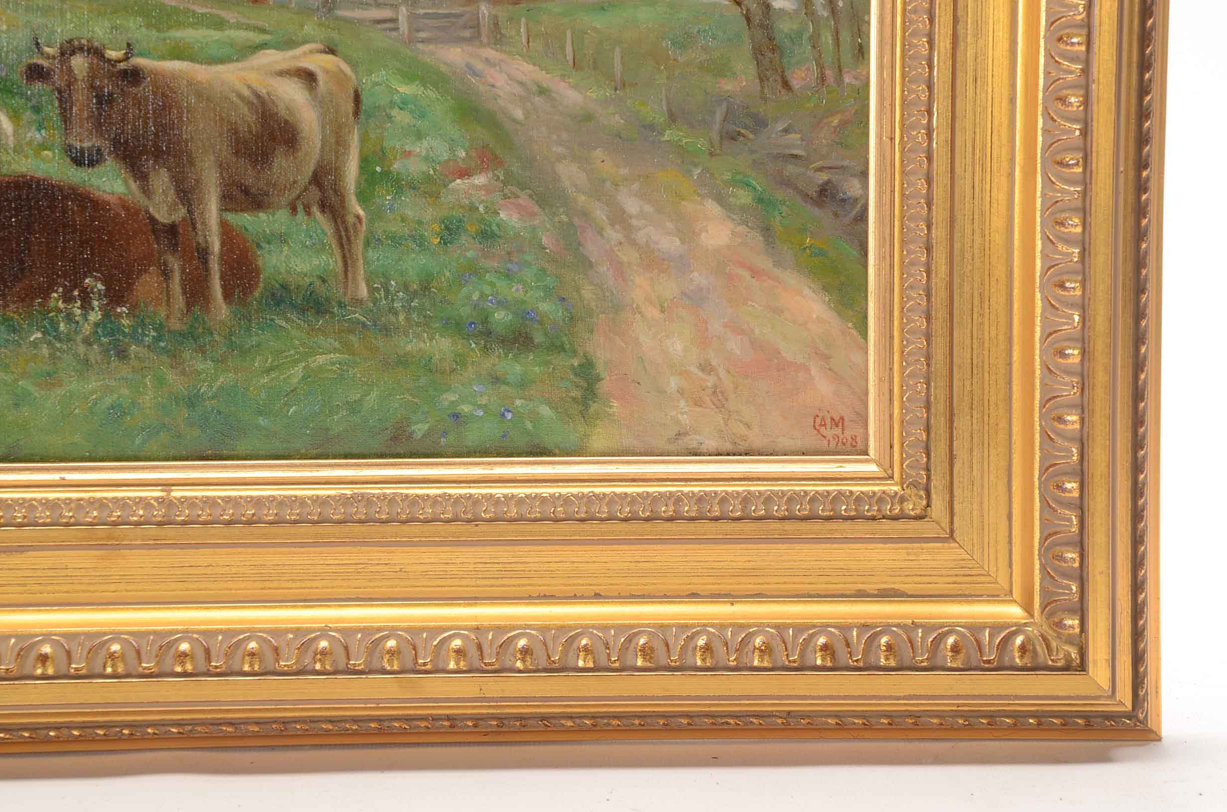 Charles Alfred Meurer Signed Oil Painting of a Bucolic Landscape