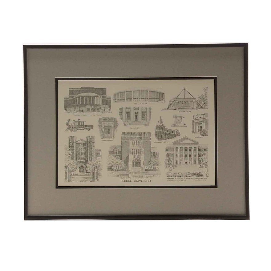 Steve Hull Signed Limited Edition Lithograph "Purdue University"