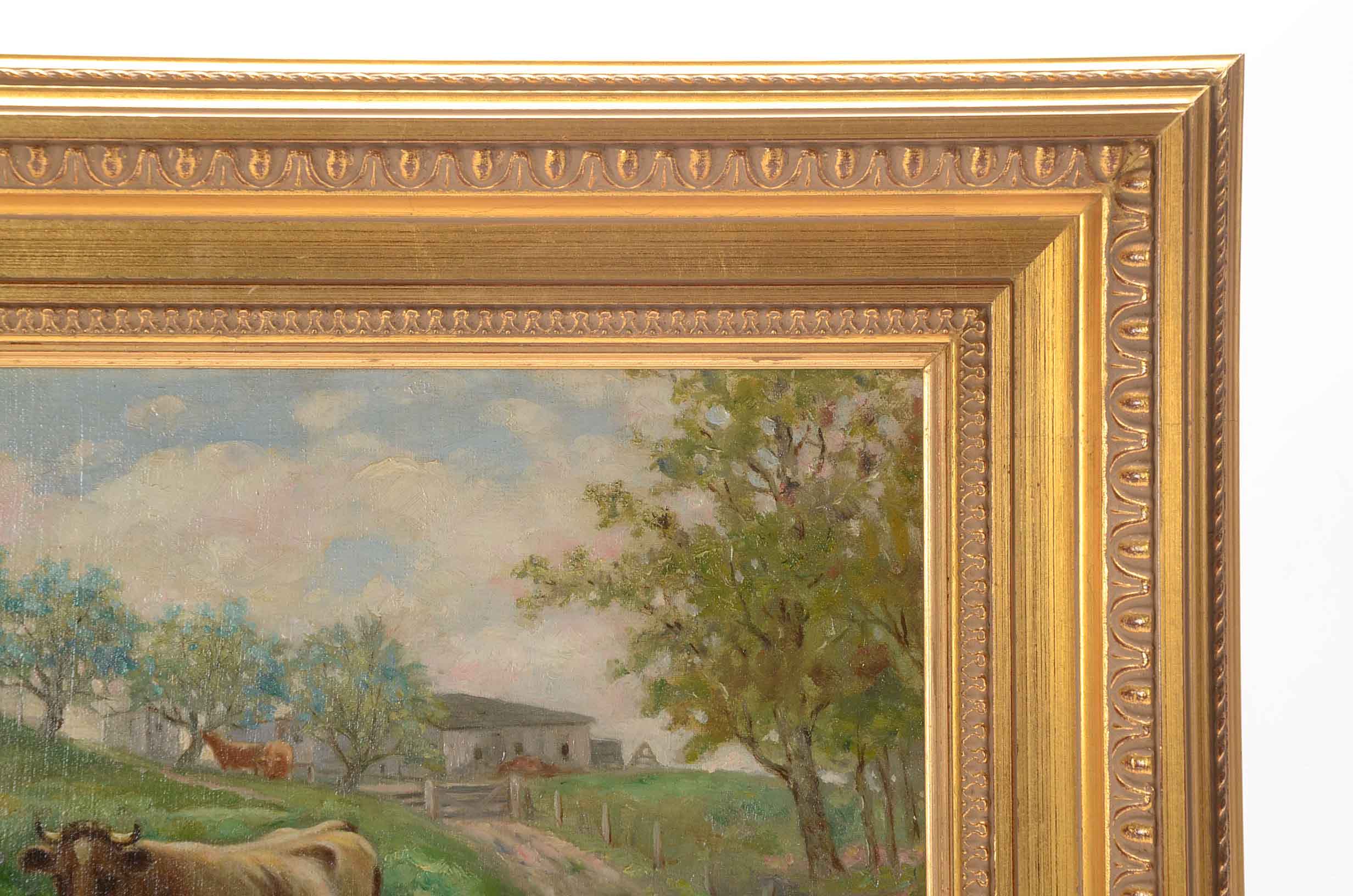 Charles Alfred Meurer Signed Oil Painting of a Bucolic Landscape