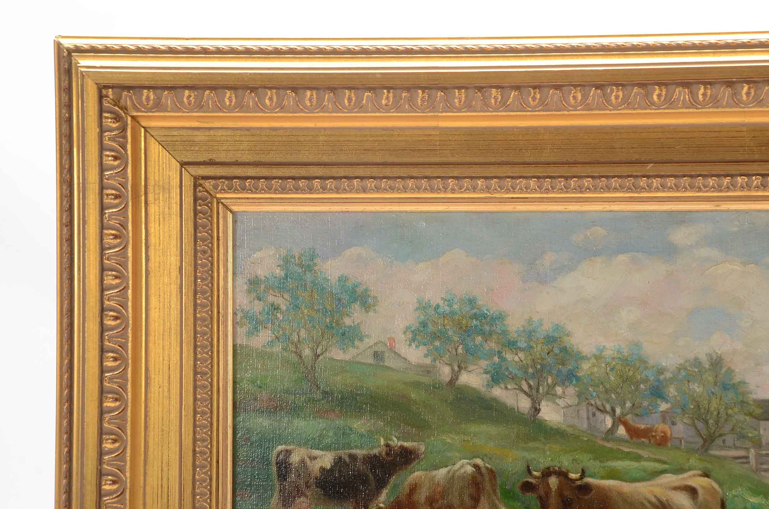 Charles Alfred Meurer Signed Oil Painting of a Bucolic Landscape