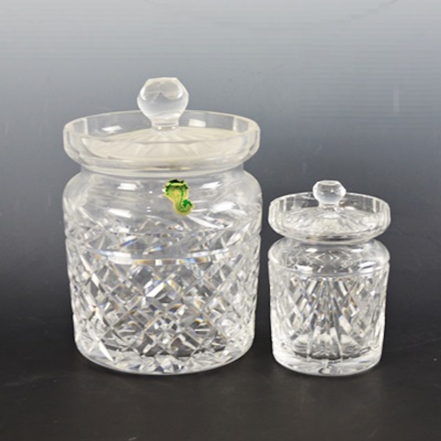 Waterford Crystal "Glandore" Biscuit Barrel and Honey Jar