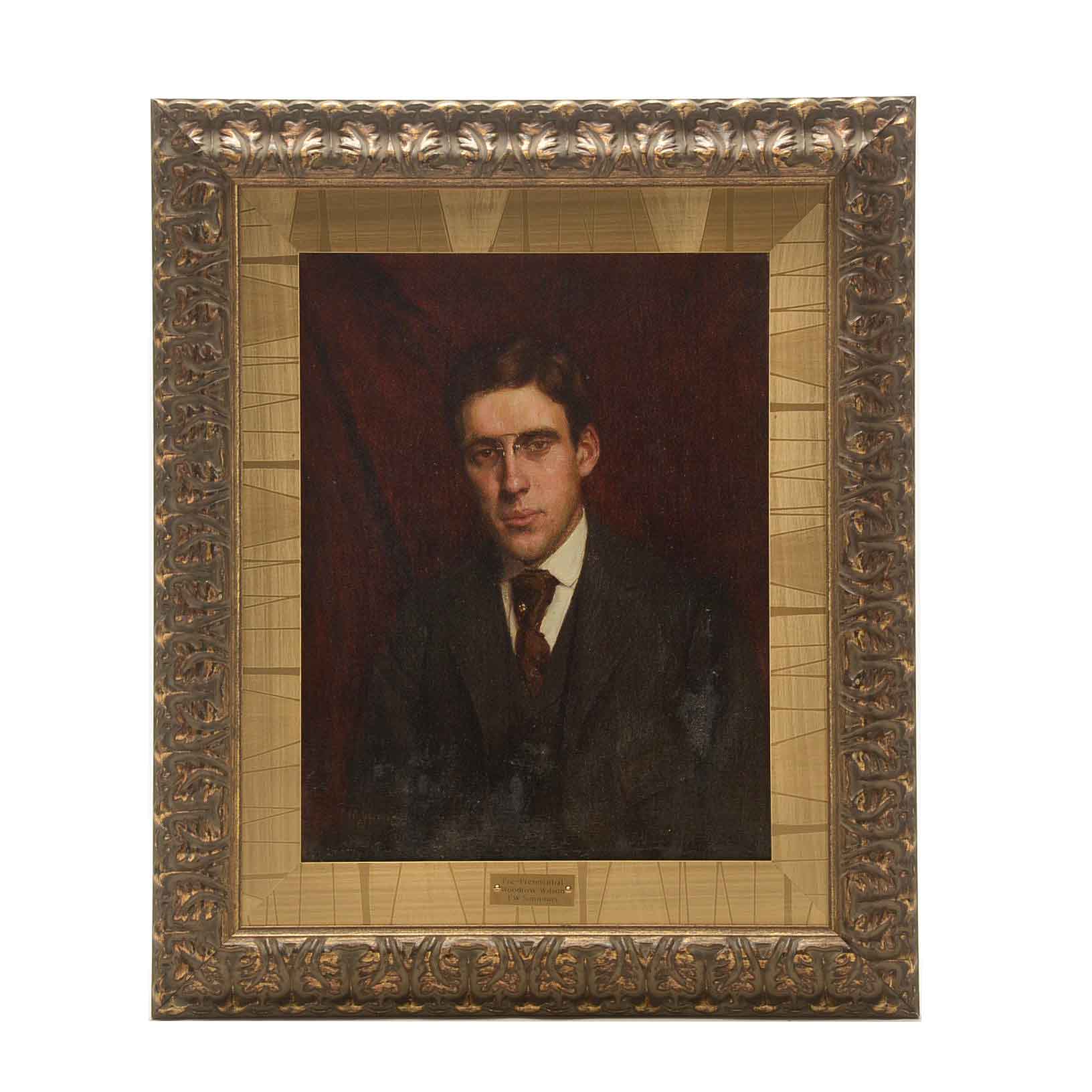 F.W. Simmons Signed Portrait Painting in Oil of Woodrow Wilson
