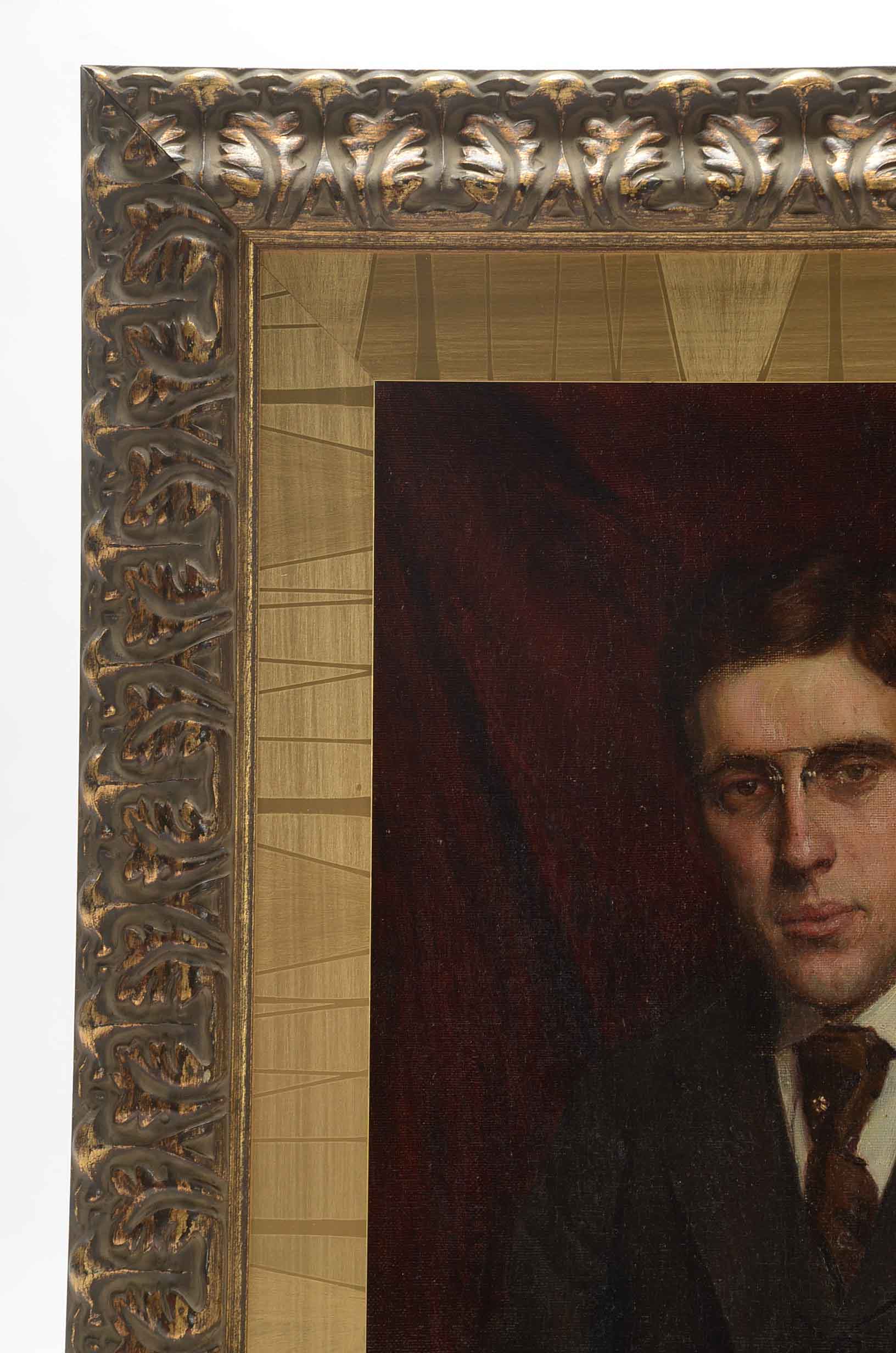 F.W. Simmons Signed Portrait Painting in Oil of Woodrow Wilson