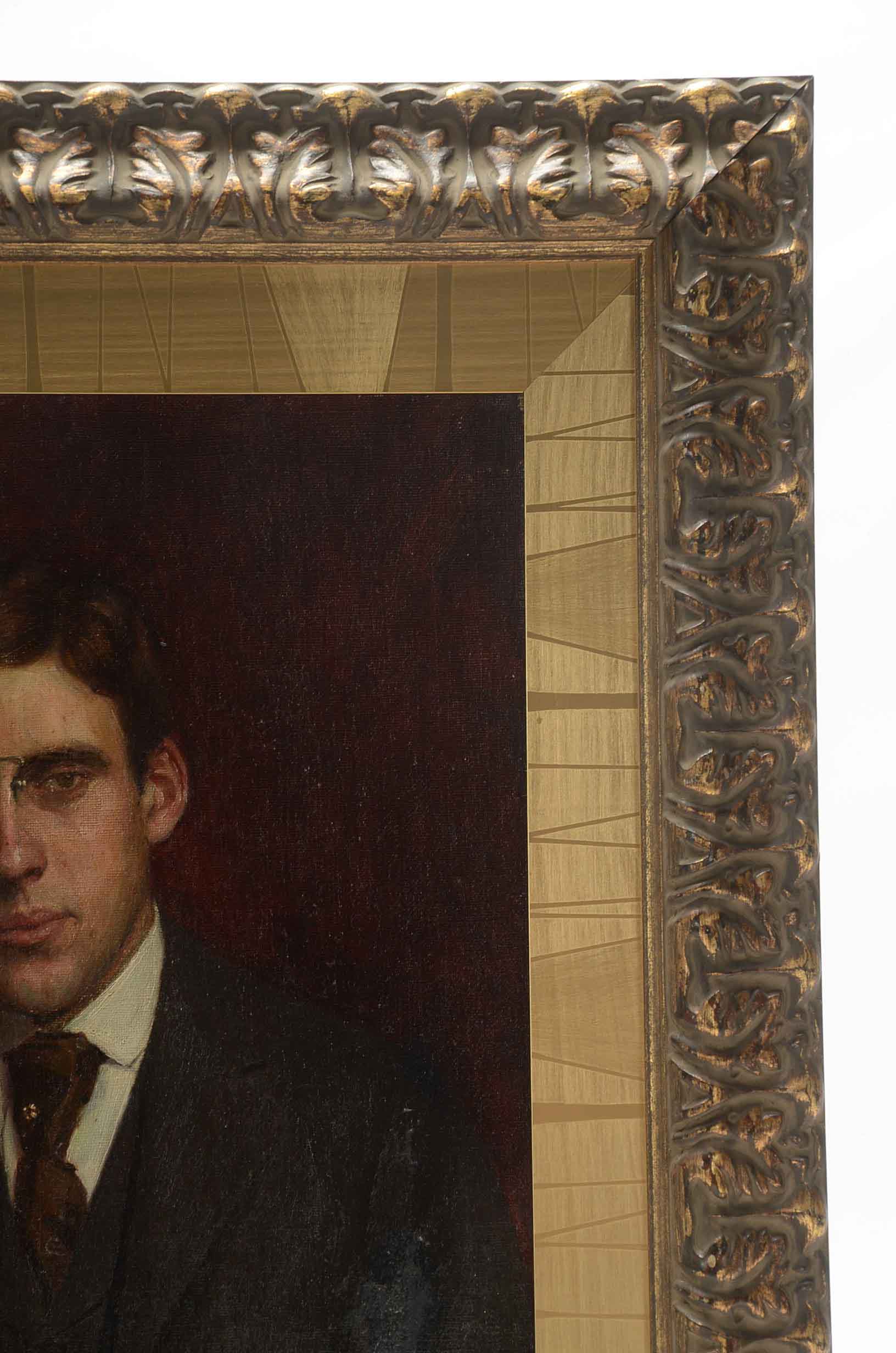 F.W. Simmons Signed Portrait Painting in Oil of Woodrow Wilson