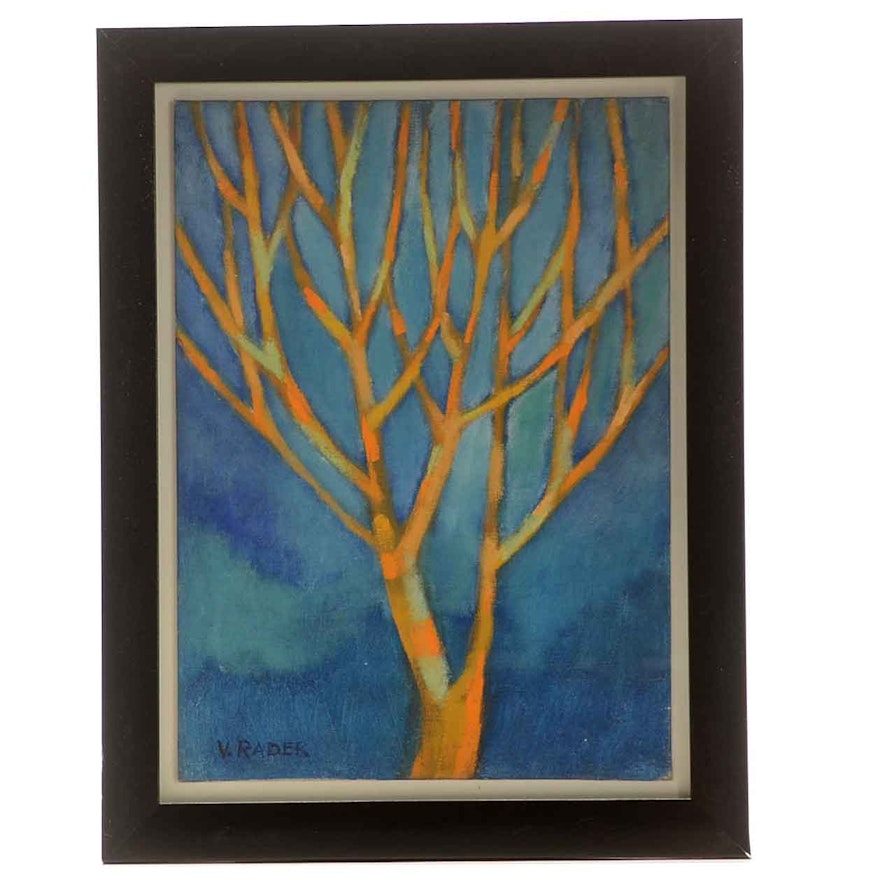 V. Rader Oil Painting of a Tree