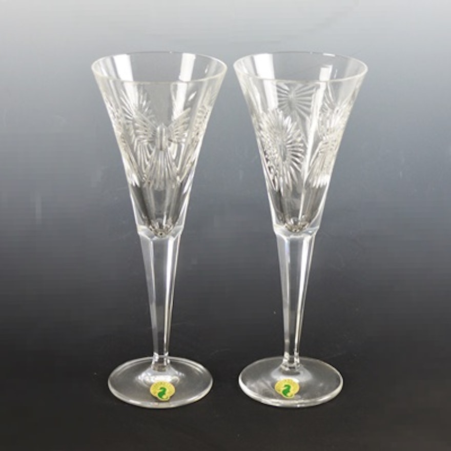 Waterford Crystal "Millennium Series; Five Toast" Champagne Toasting Flutes