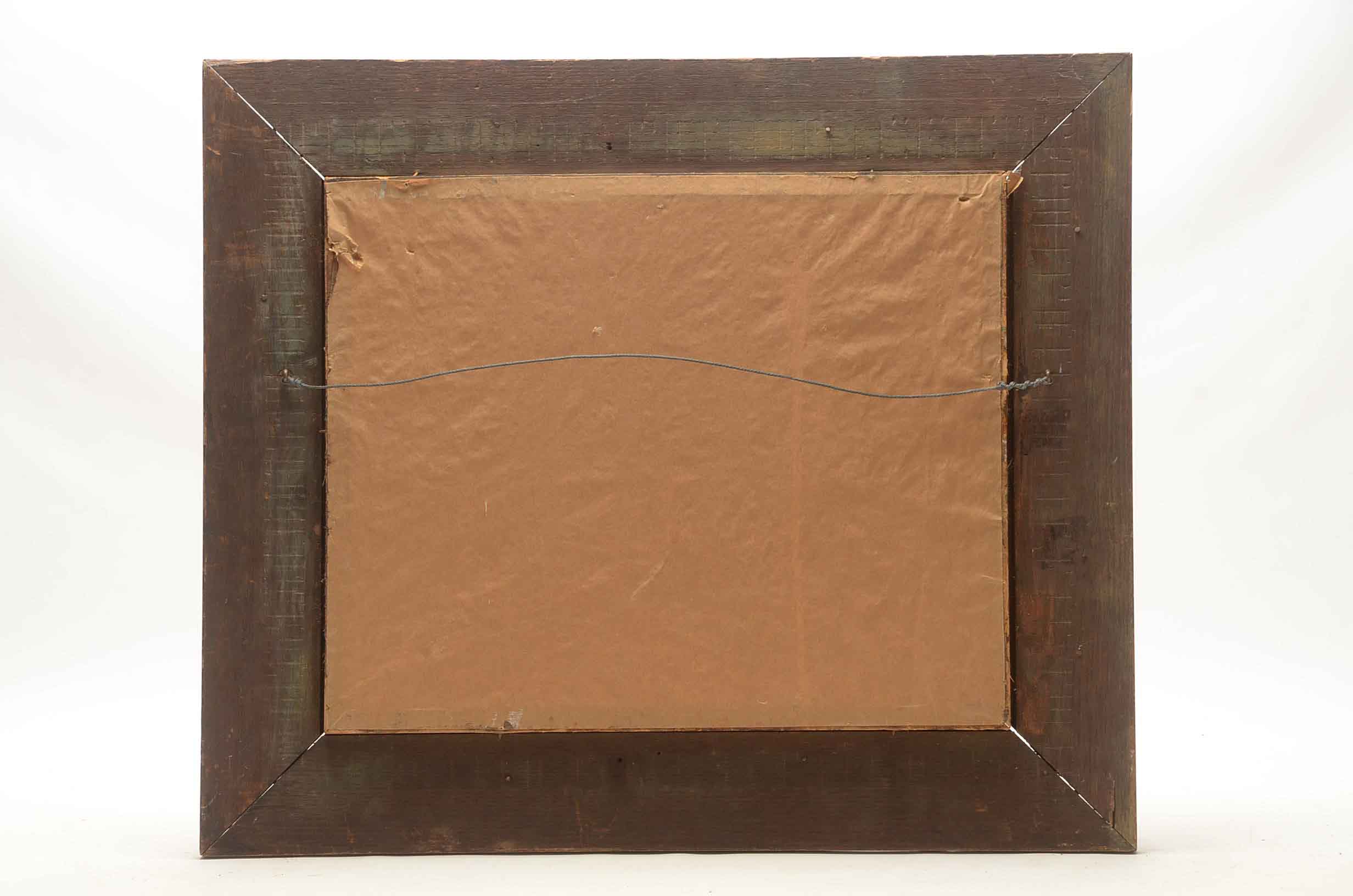 Painting on Embossed Leather of 18th Century Domestic Scene