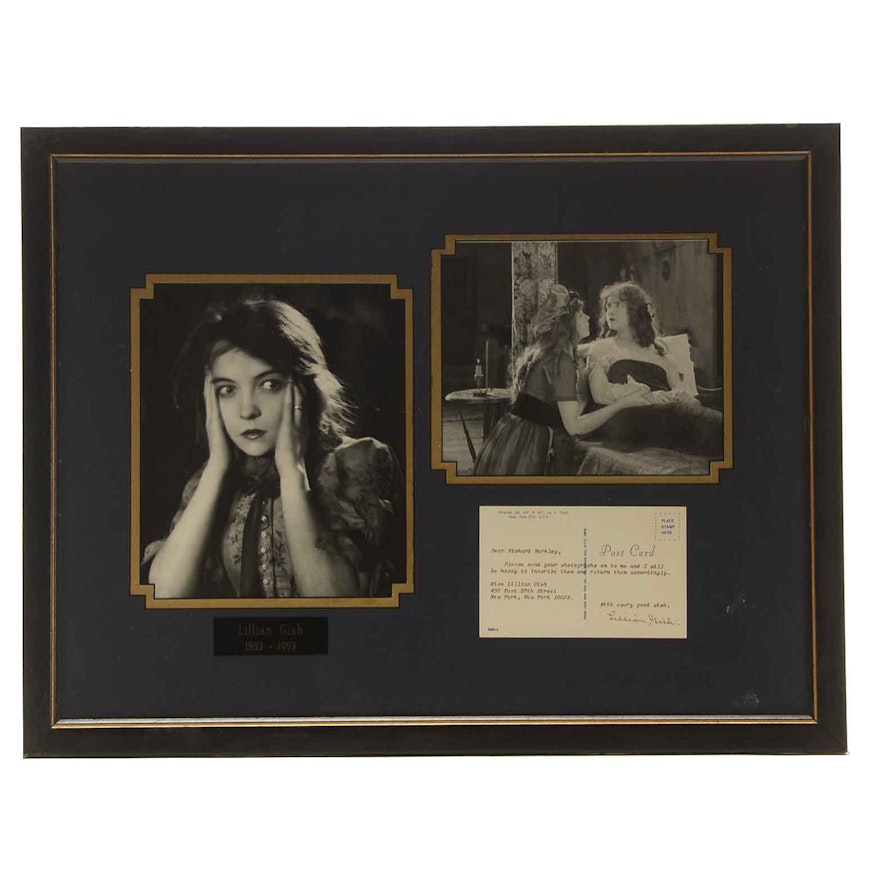 Framed Ephemera Featuring Actress Lillian Gish