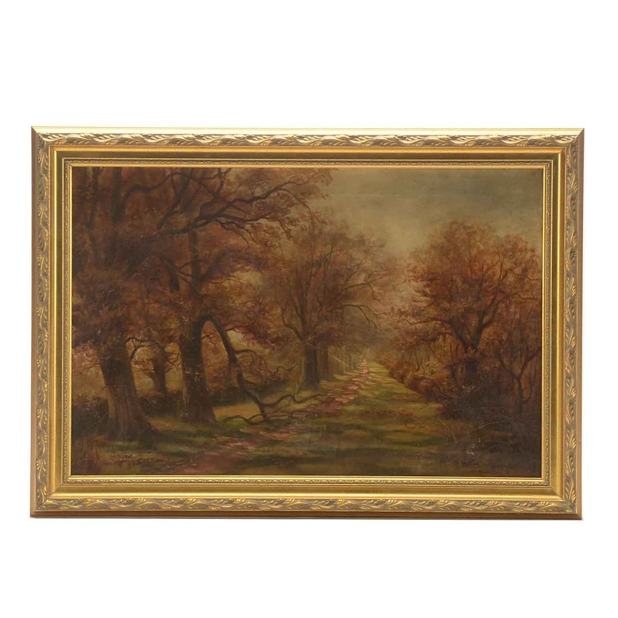 Hattie Swinburne Signed Oil Painting of an Autumn Landscape