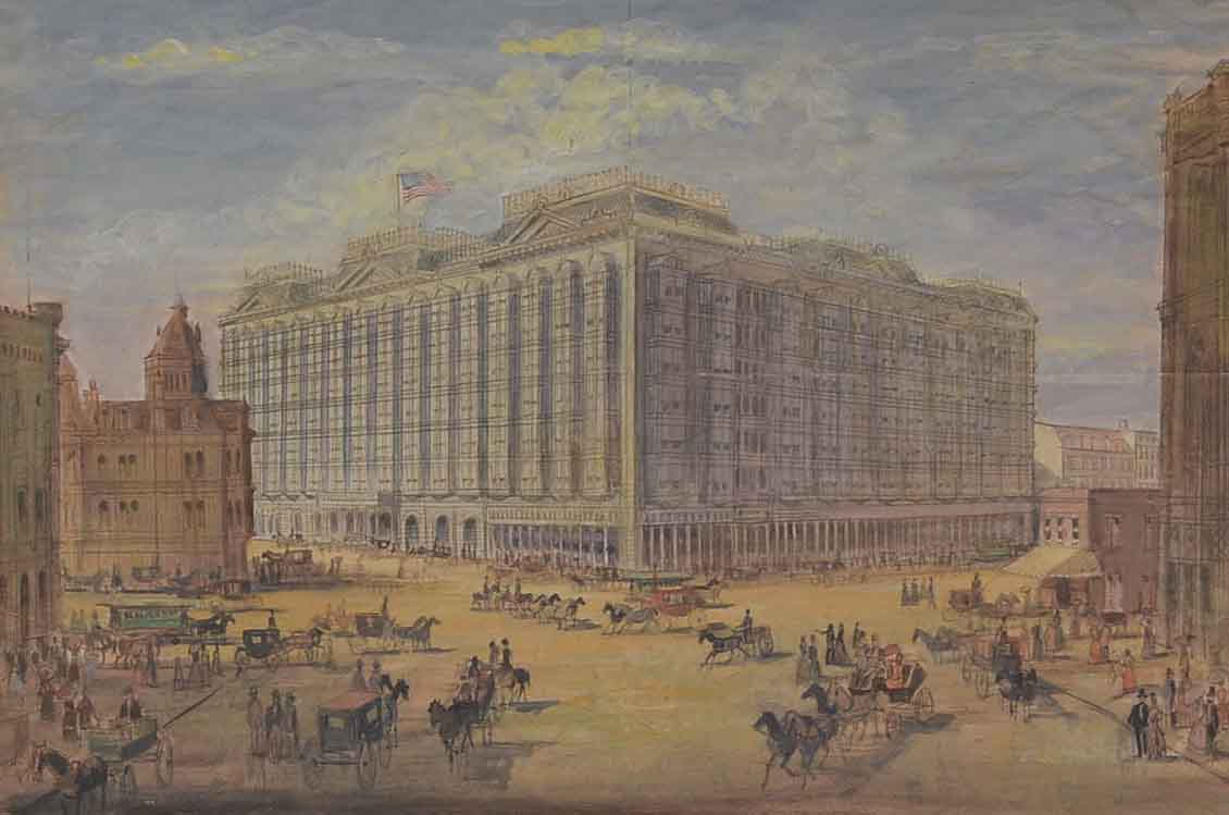 Richard Gabriel Chase Watercolor Painting on Paper of Historical Street Scene