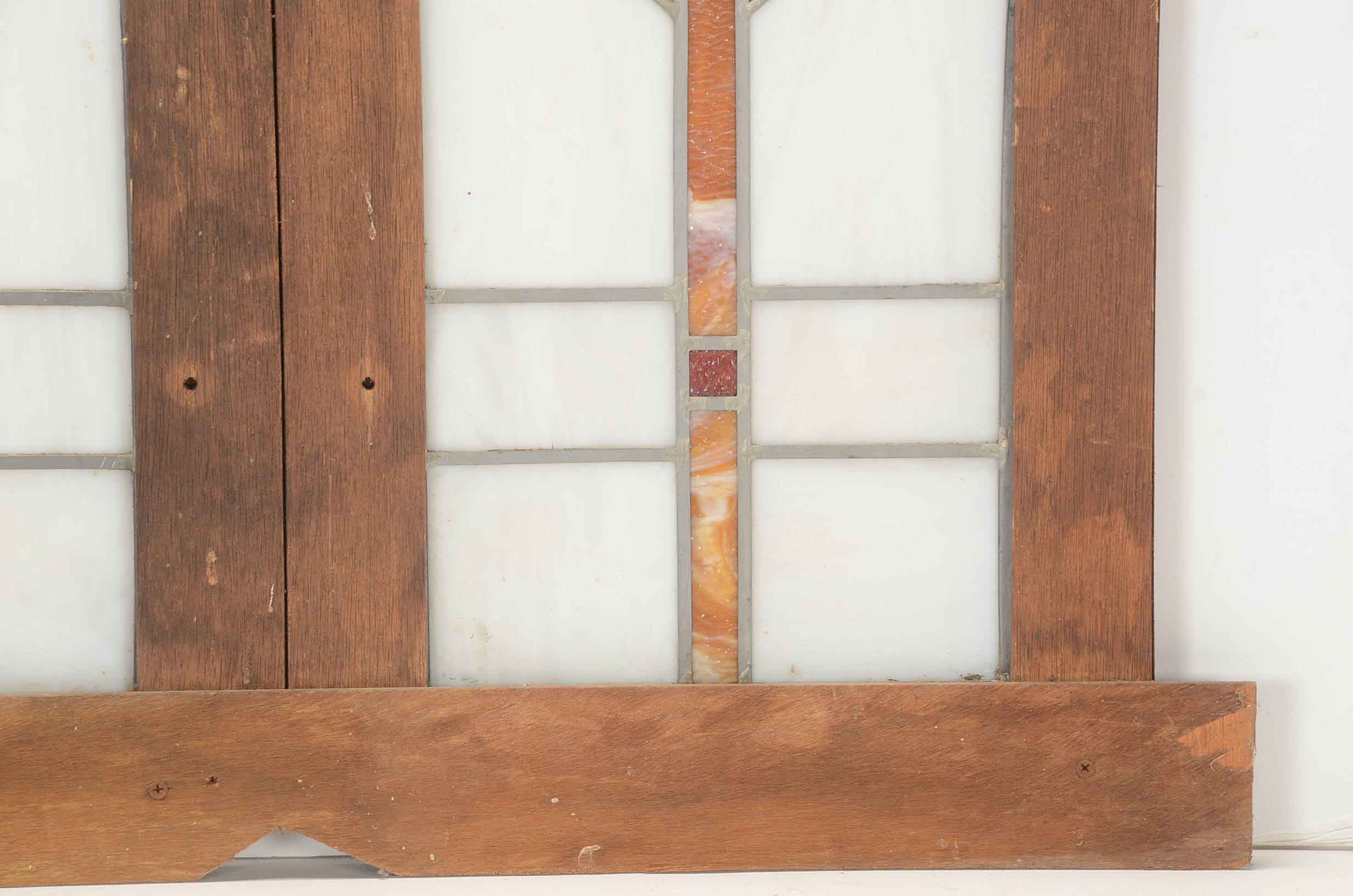 Vintage Leaded Stained Glass Panels in Wood Frame