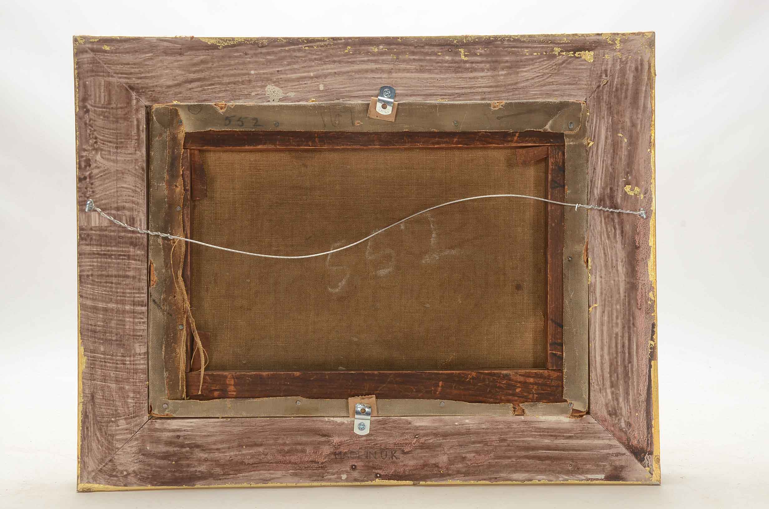 Antique Oil Painting on Canvas of Figures in Landscape