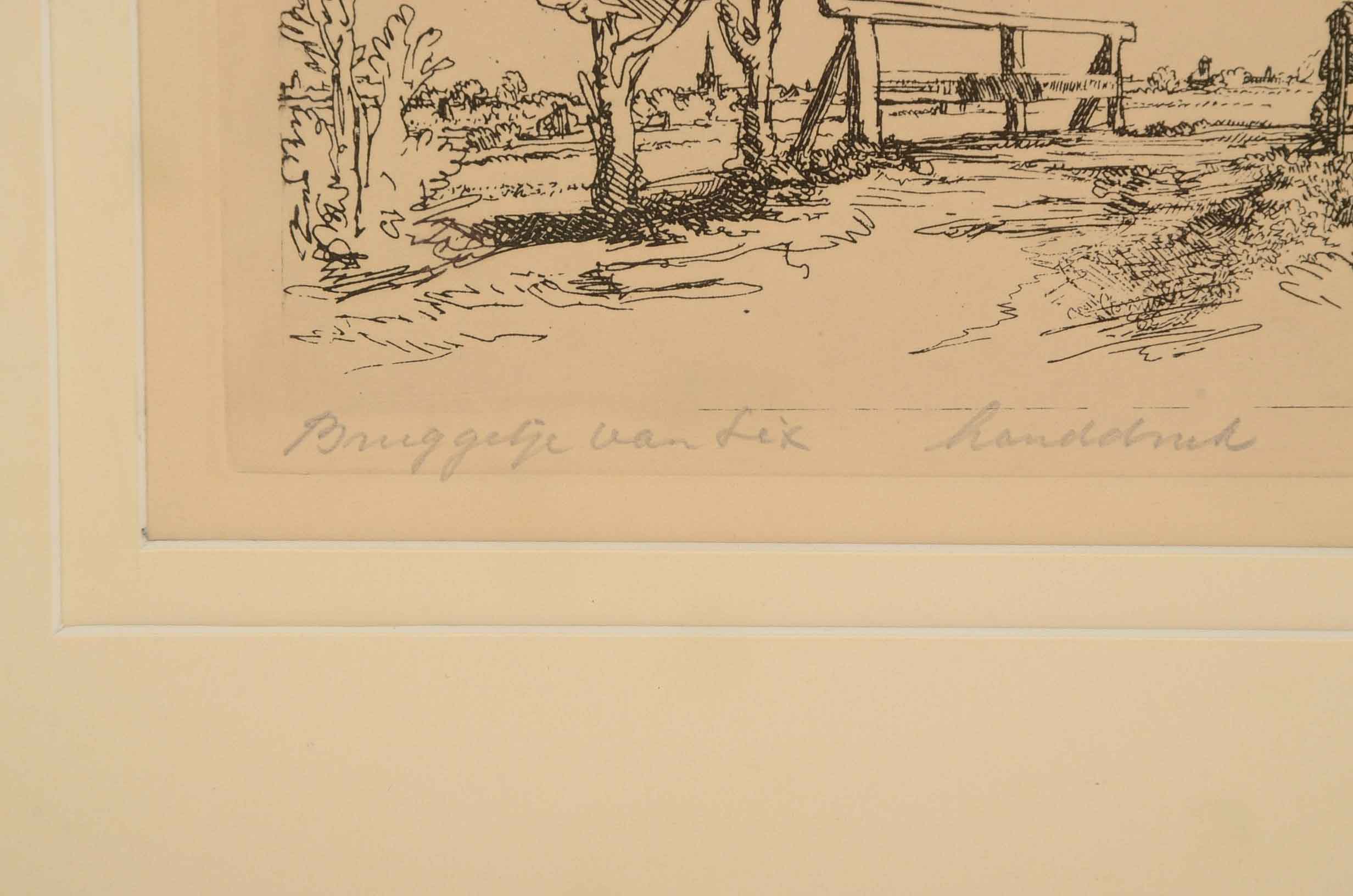 Rembrandt Restrike Engraving "Six's Bridge"