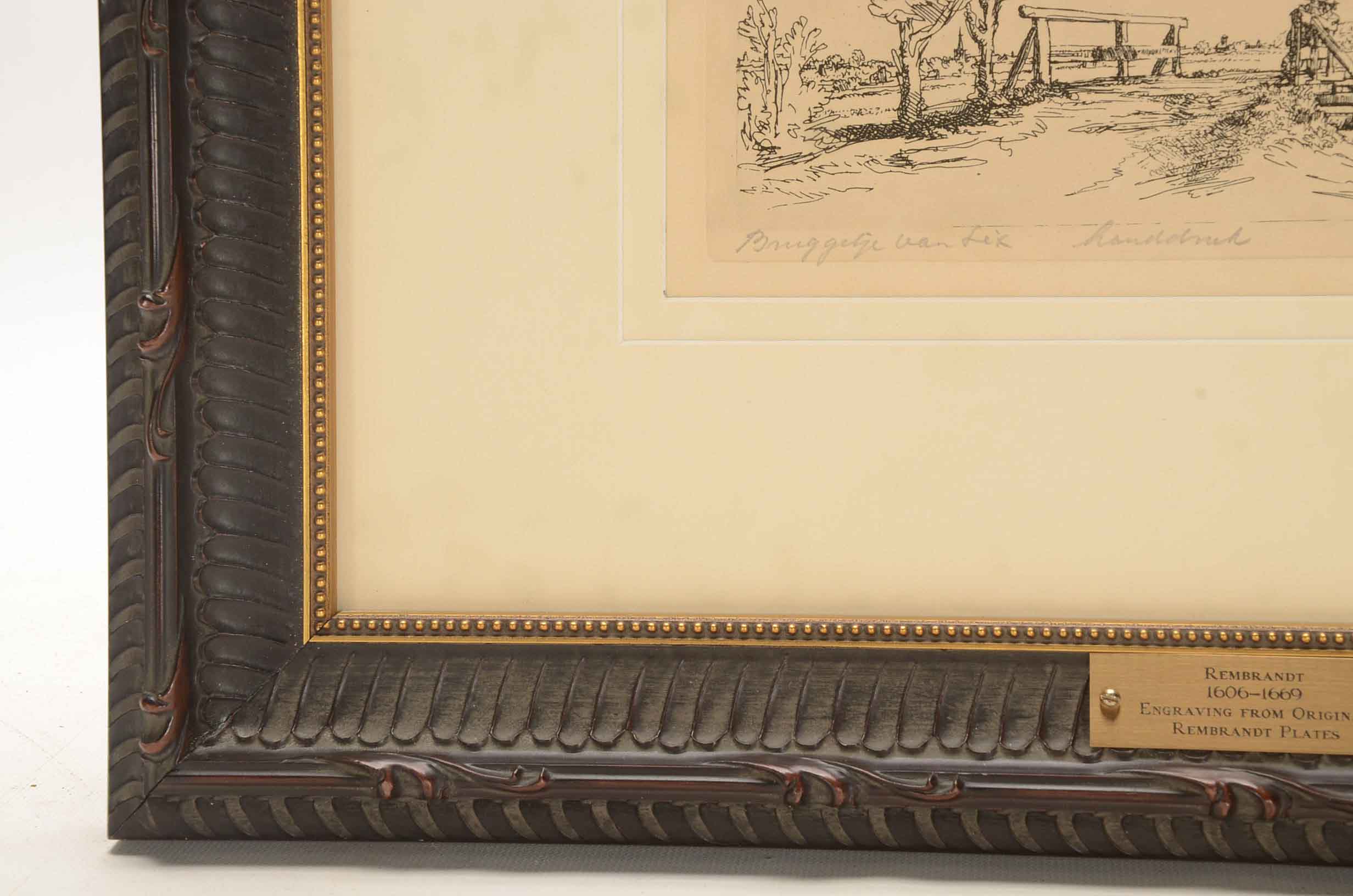 Rembrandt Restrike Engraving "Six's Bridge"