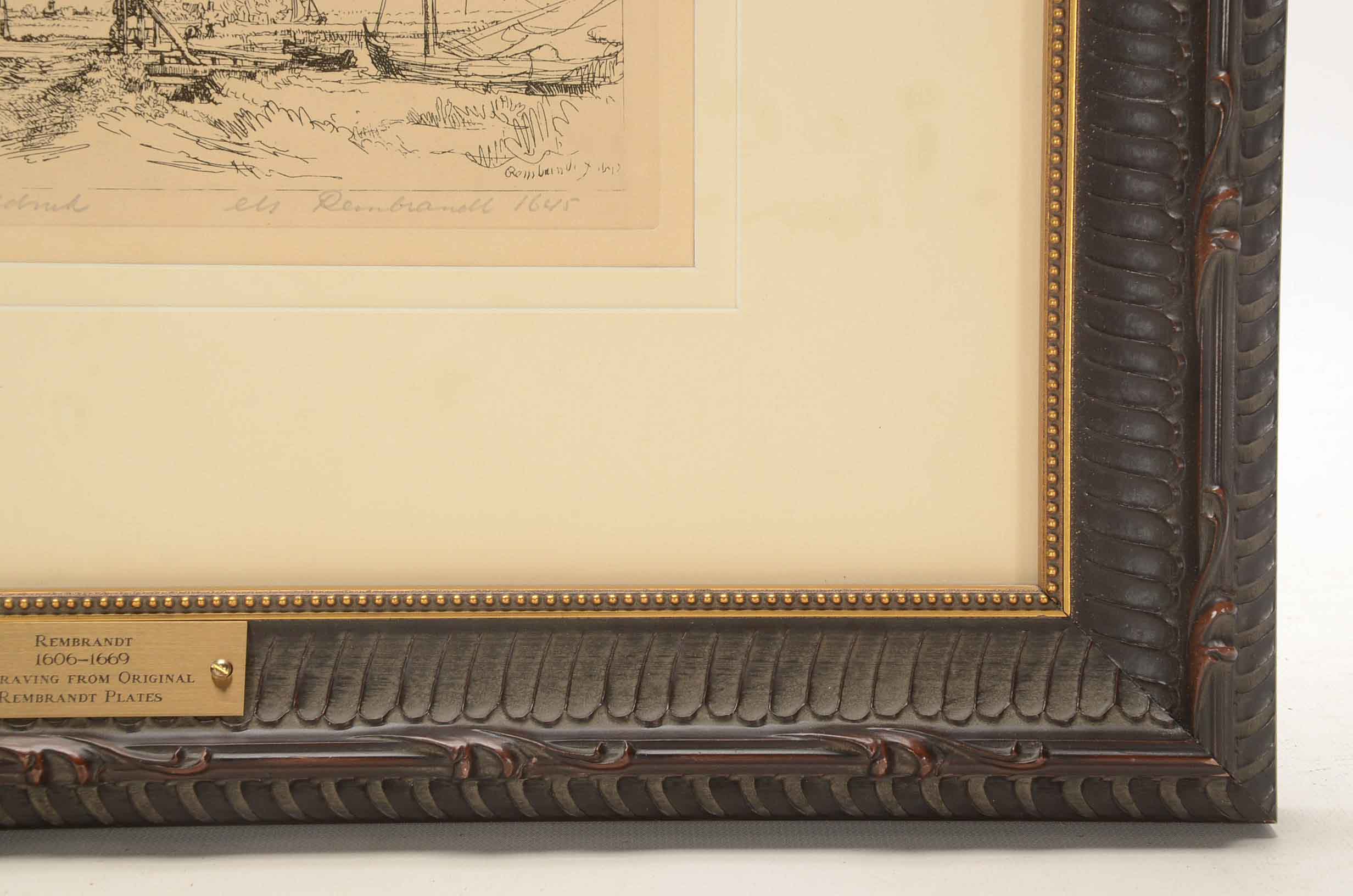 Rembrandt Restrike Engraving "Six's Bridge"