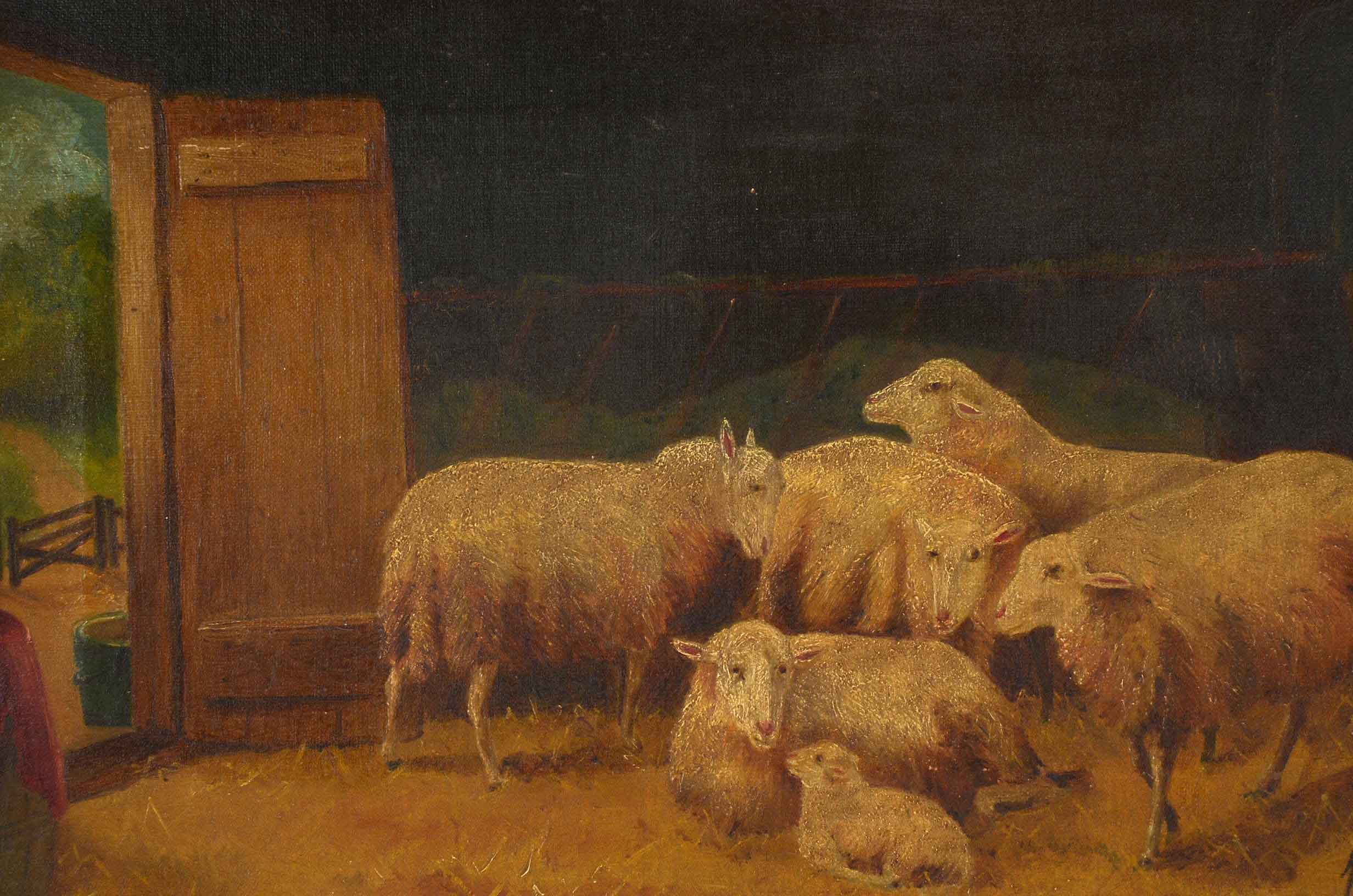 Antique Signed Oil on Canvas Pastoral Painting