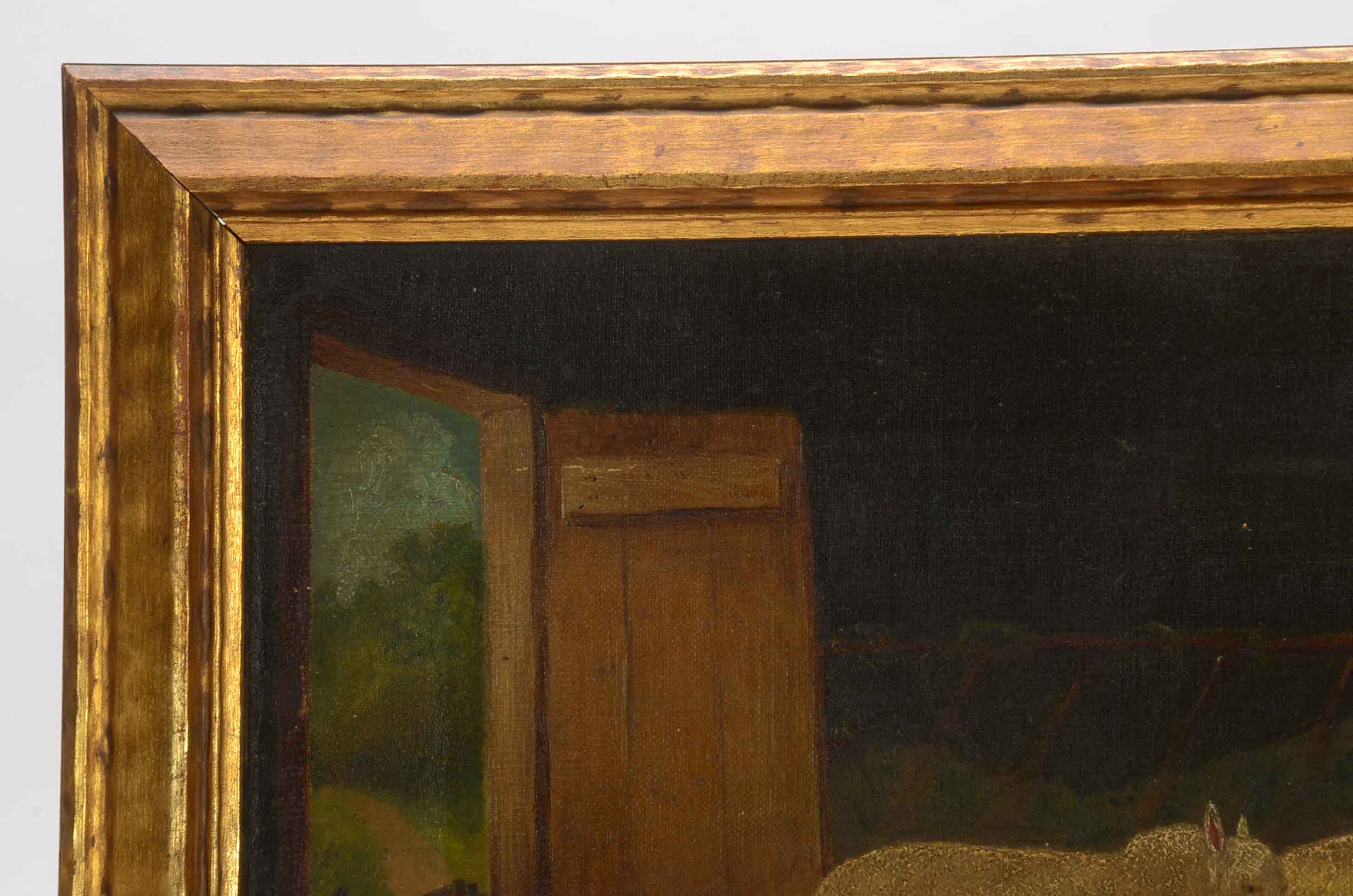 Antique Signed Oil on Canvas Pastoral Painting