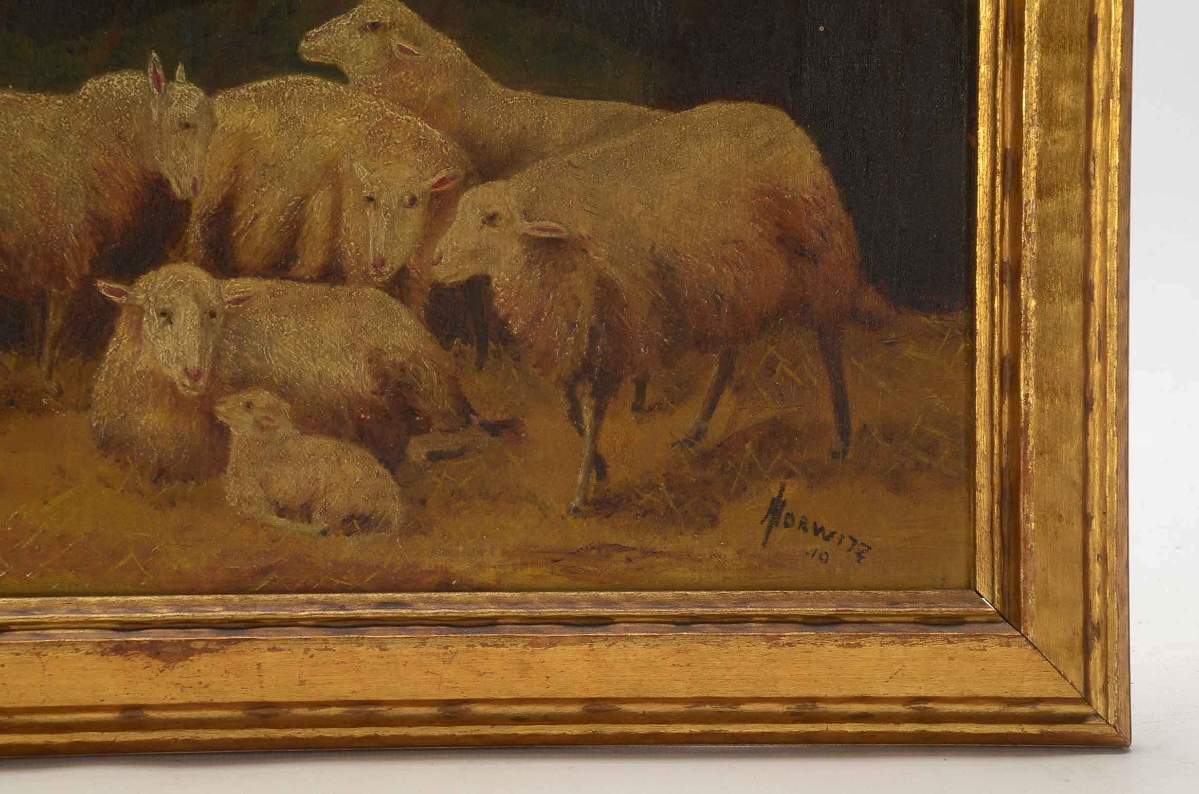 Antique Signed Oil on Canvas Pastoral Painting